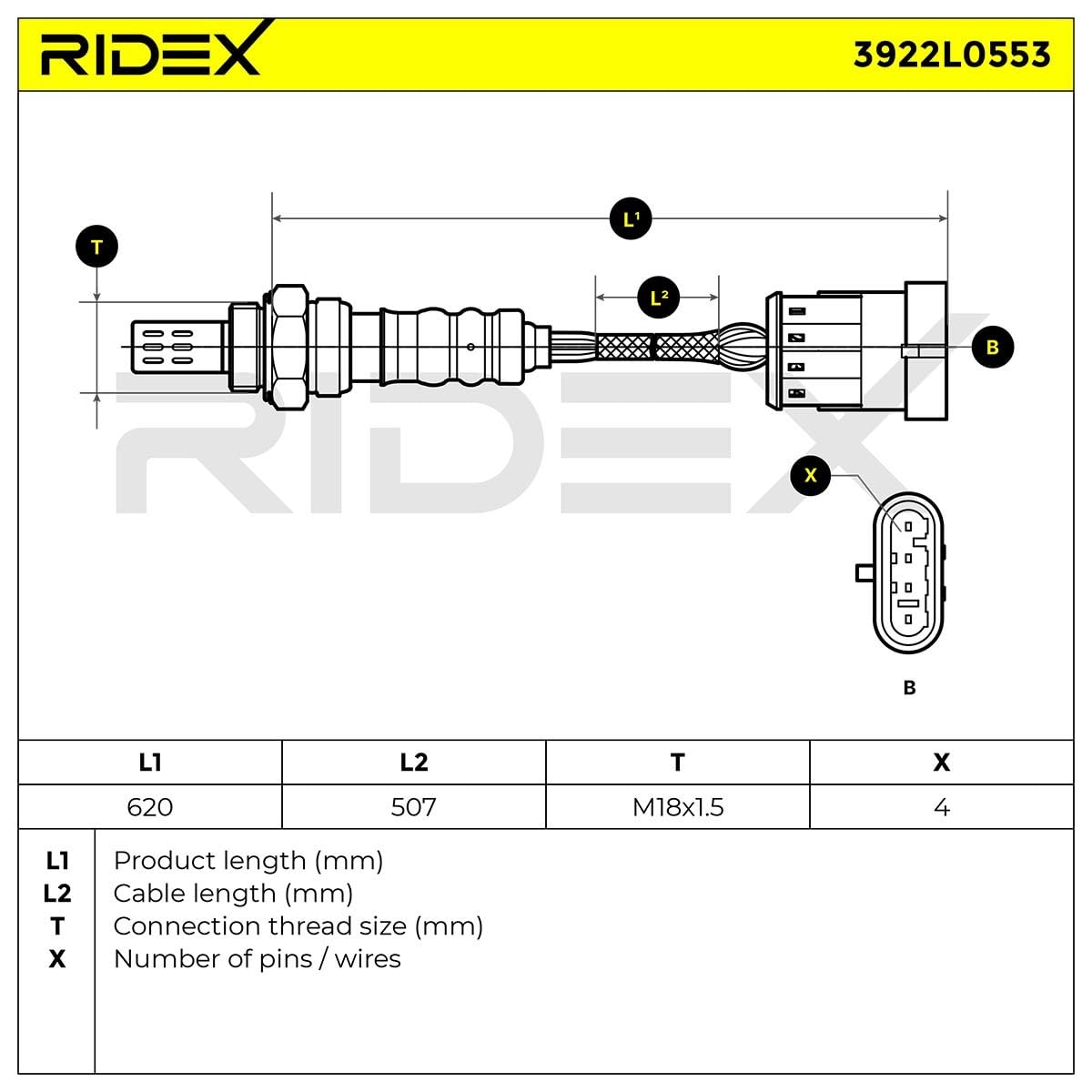 RIDEX 3922L0553 Sonda lambda Compatibilità con FIAT PUNTO 188