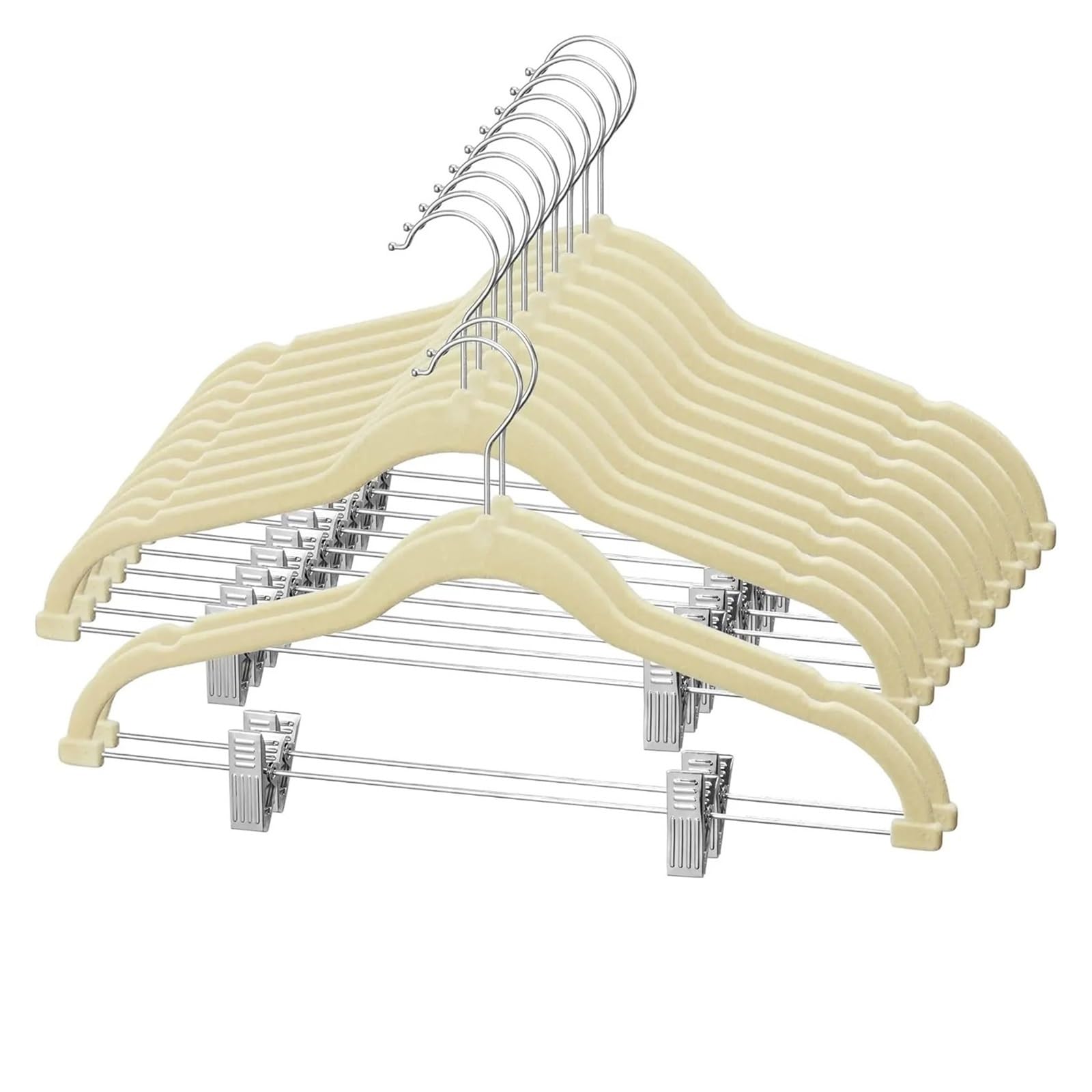 16.5" Pack Of Skirt Hangers With Clips Non Slip Space Saving Clothes Hanger For Trouser Skirts Jeans Dress(Beige)