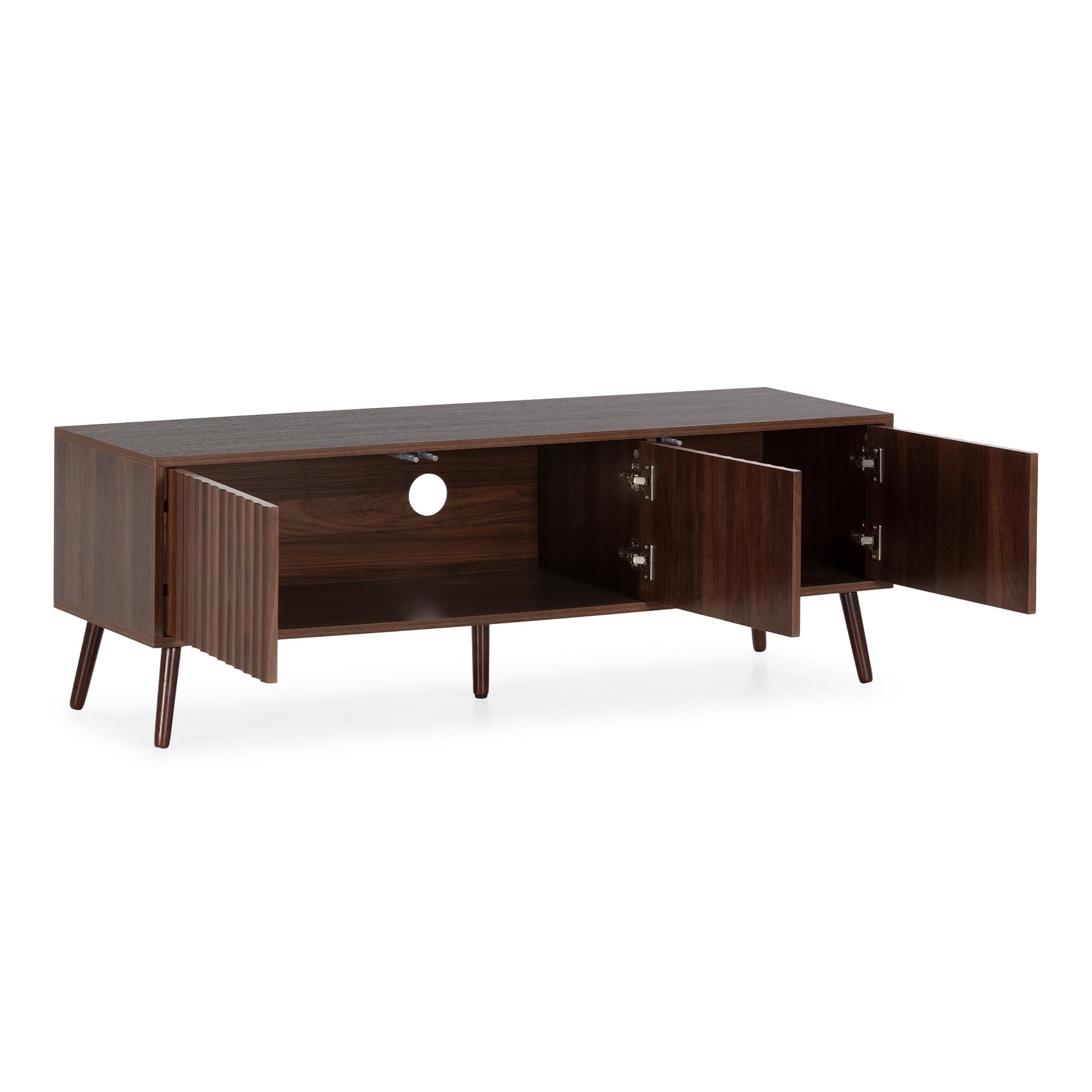 HOMN LIVING Mobile TV Lluvia, 3 ante, finitura noce, 130 cm (larghezza) x 40 cm (profondità) x 45 cm (altezza)