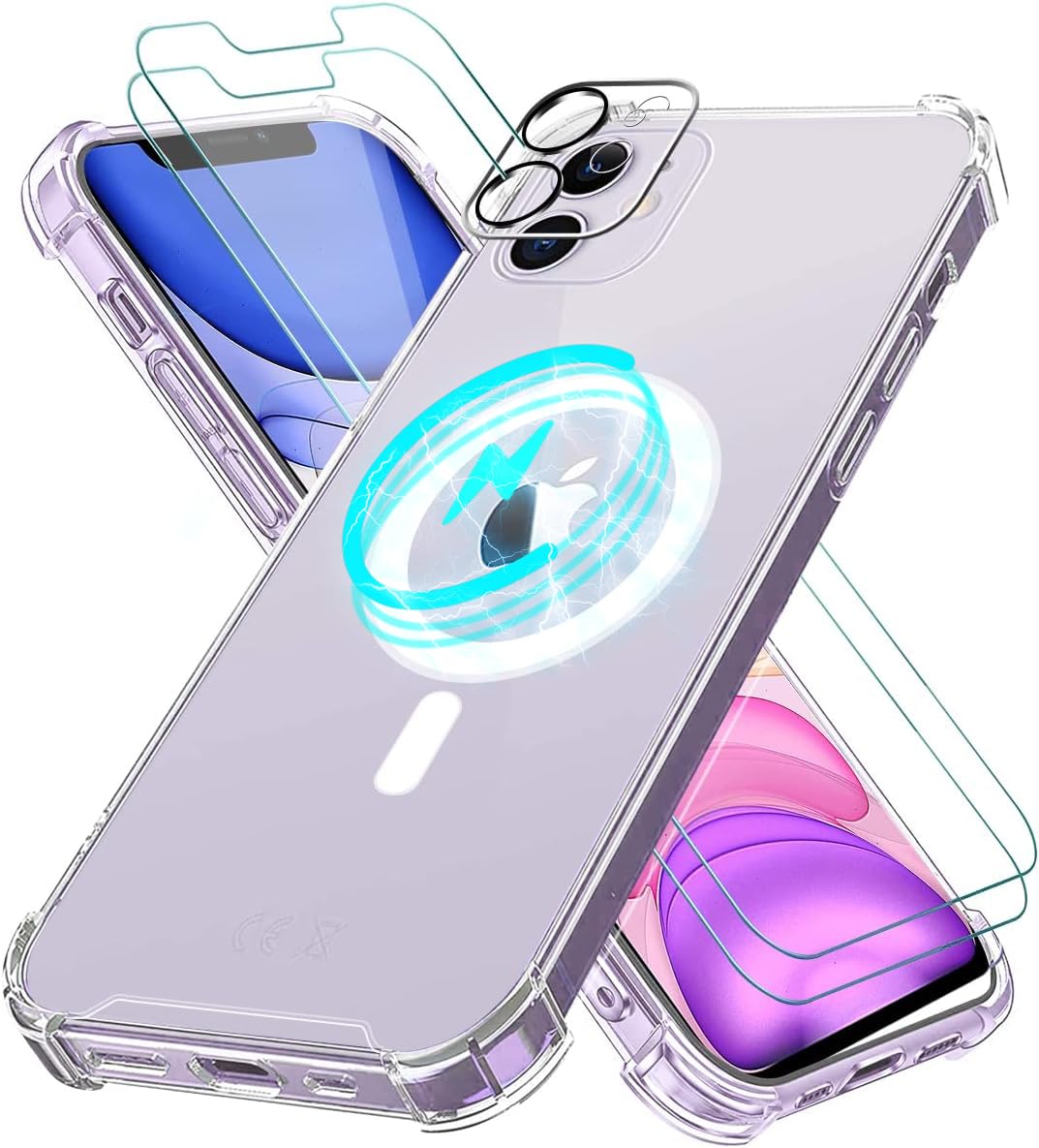 Vauki Cover Per IPhone 11 Pro Max Con MagSafe – Custodia Magnetica TPU Silicone Trasparente, Inclusi 2 Vetri Temperati E 1 Pellicola Per Fotocamera - 4