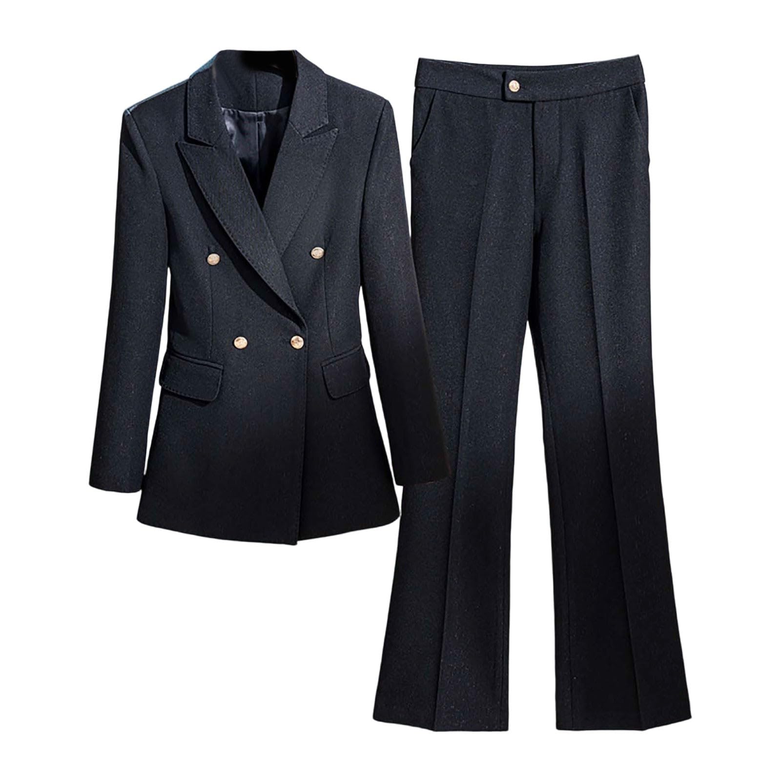 Traje de pantalón para mujer de negocios, juego de dos piezas con chaqueta de traje de manga larga y pantalón recto para la oficina, traje formal, blazer informal, deportivo, ropa de calle