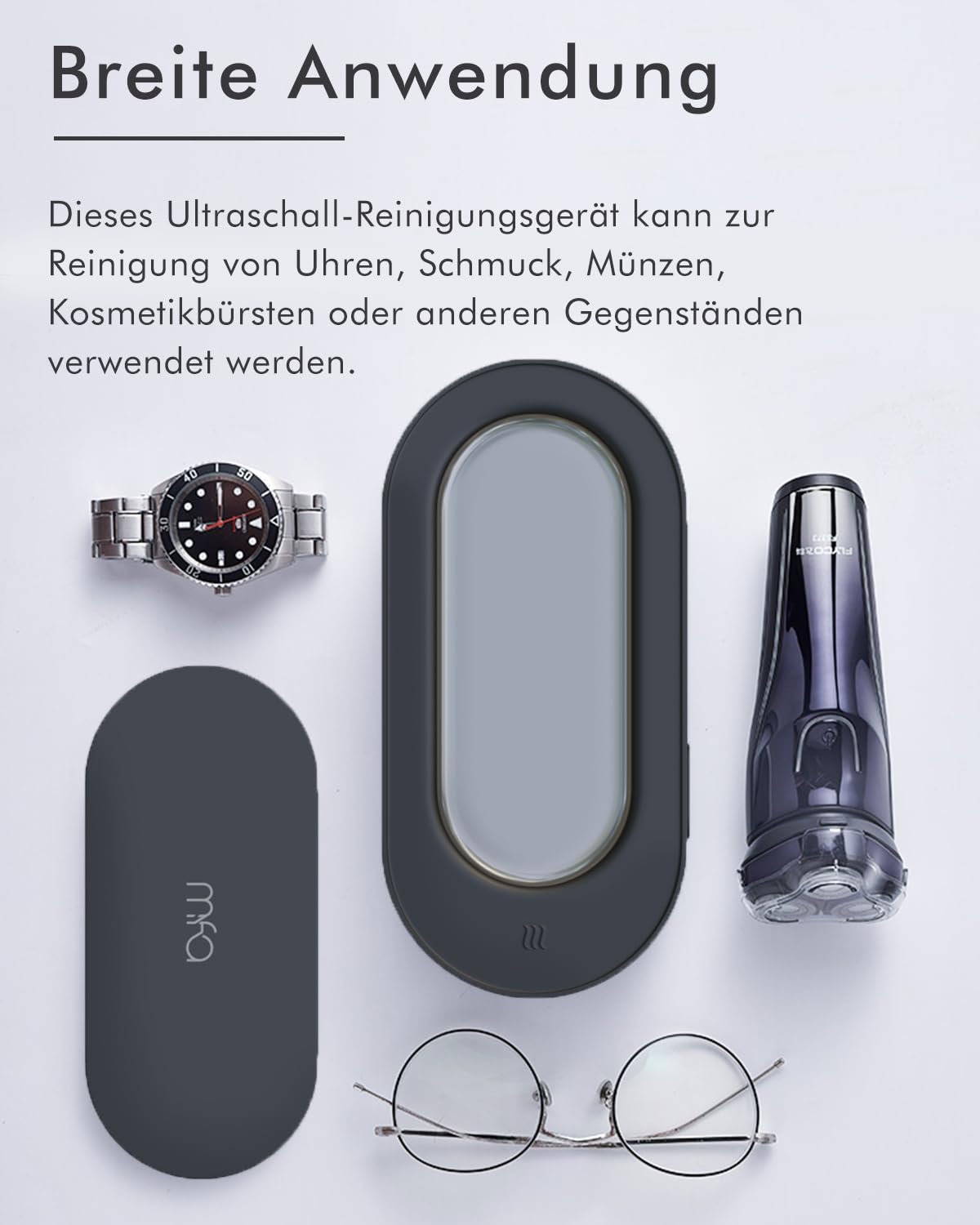 mfa Ultraschallreinigungsgerät für Brillen, Gold, Silberschmuck (Silberbad) | Ultraschallreiniger Brille | Schmuckreiniger | Ultraschall Brillenreiniger | Ultraschallgerät | Ultrasonic Cleaner Schwarz