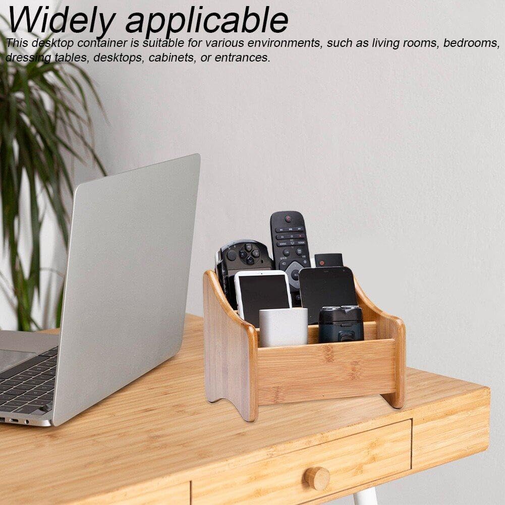 Soporte De Madera De Bambú para Control Remoto, Organizador De Inclusión De Recibos, Estante De Almacenamiento De Cosméticos para Hogar Y Oficina