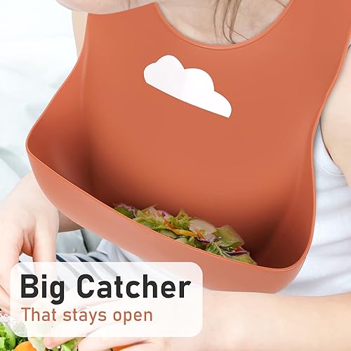 Miniatura 5 de ME.FAN Baberos de silicona para bebés y niños pequeños  Juego de 2 baberos de silicona ajustables