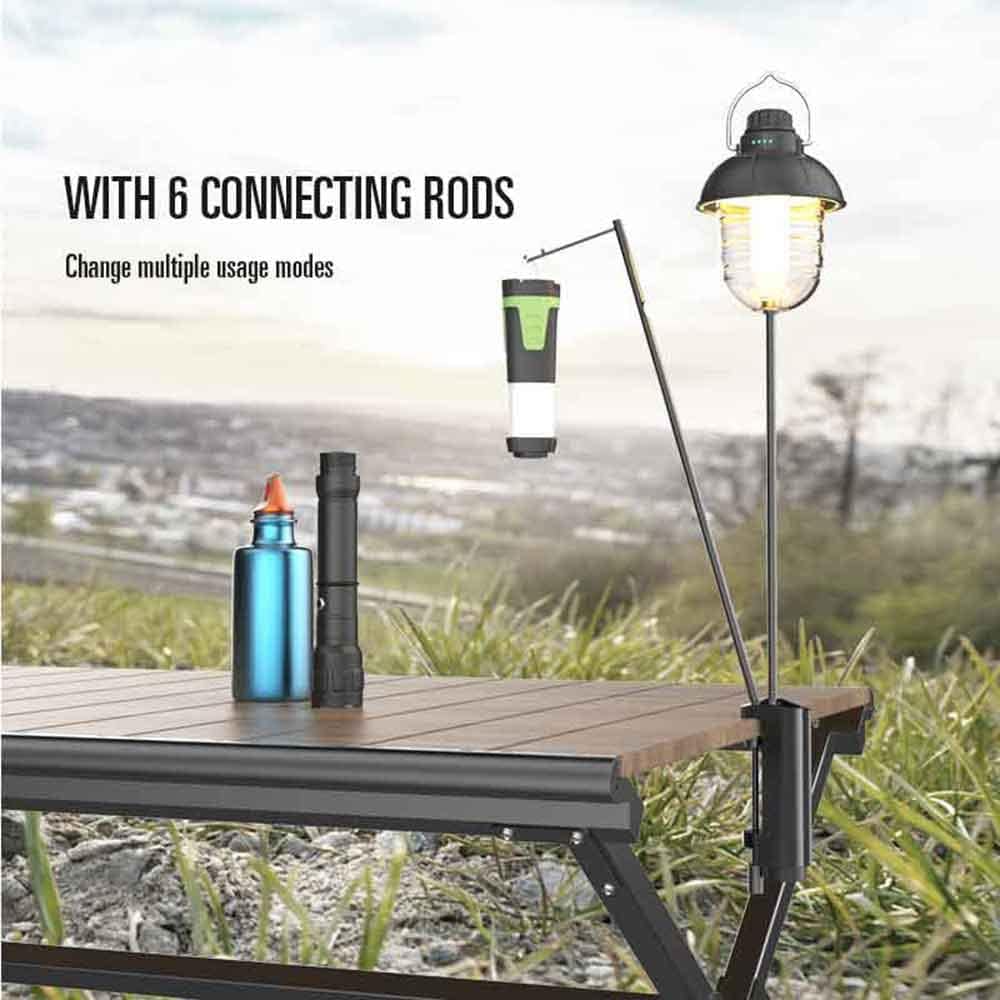 YANTOO Portable Camping Folding Lamp Pole, Lightweight Collapsible Aluminum Alloy Lantern Stand, Tripod and Light Stand 2 in 1, Outdoor Lamp Post Hanging Light Holder for Picnic, Hiking, Fishing, BBQ.