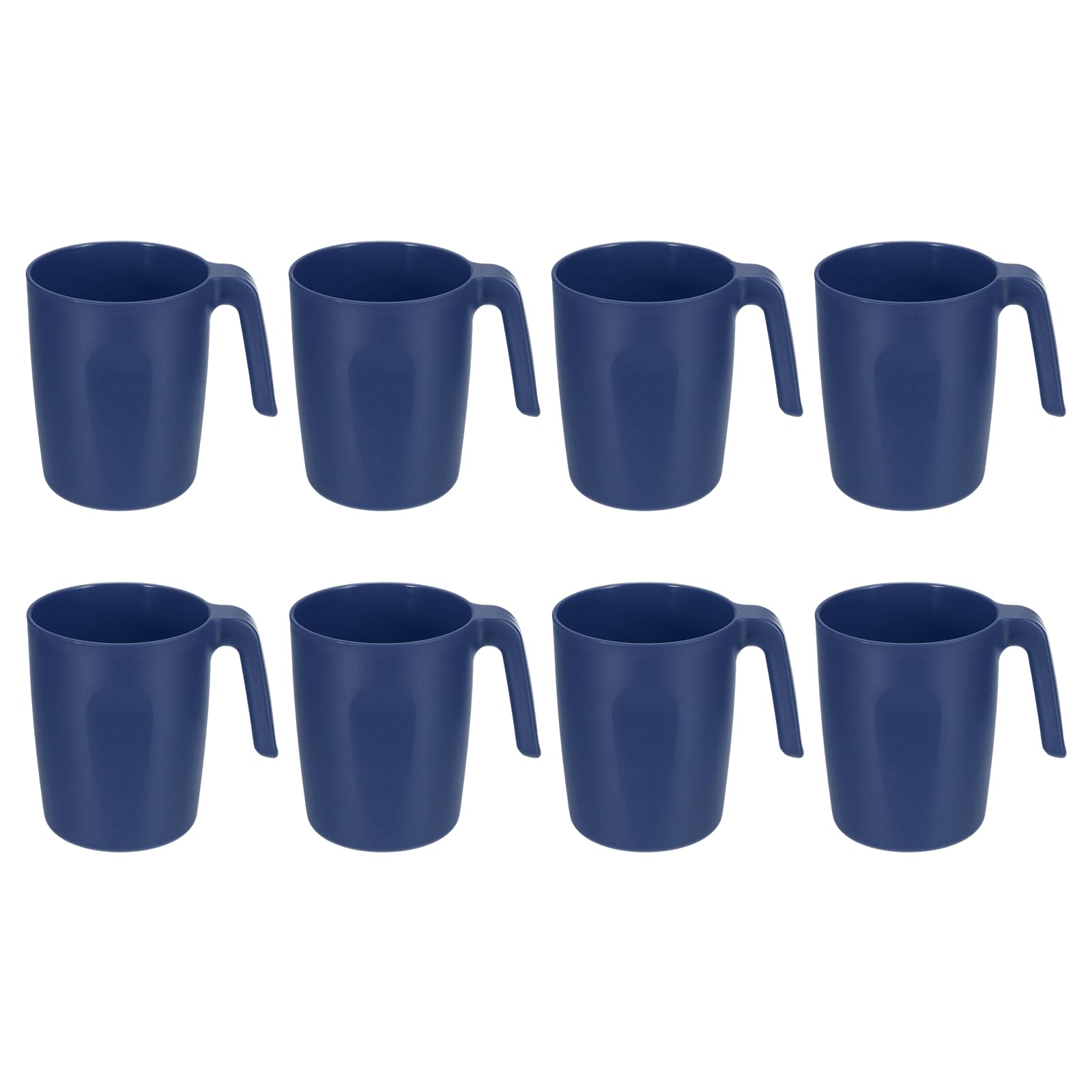 sourcing map Set of 8 450ml Plastic Coffee Mugs, Unbreakable Coffee Mugs, Reusable Microwave Dishwasher Safe Drinking Cups with Handle for Tea Milk Juice Kitchen Camping, Dark Blue