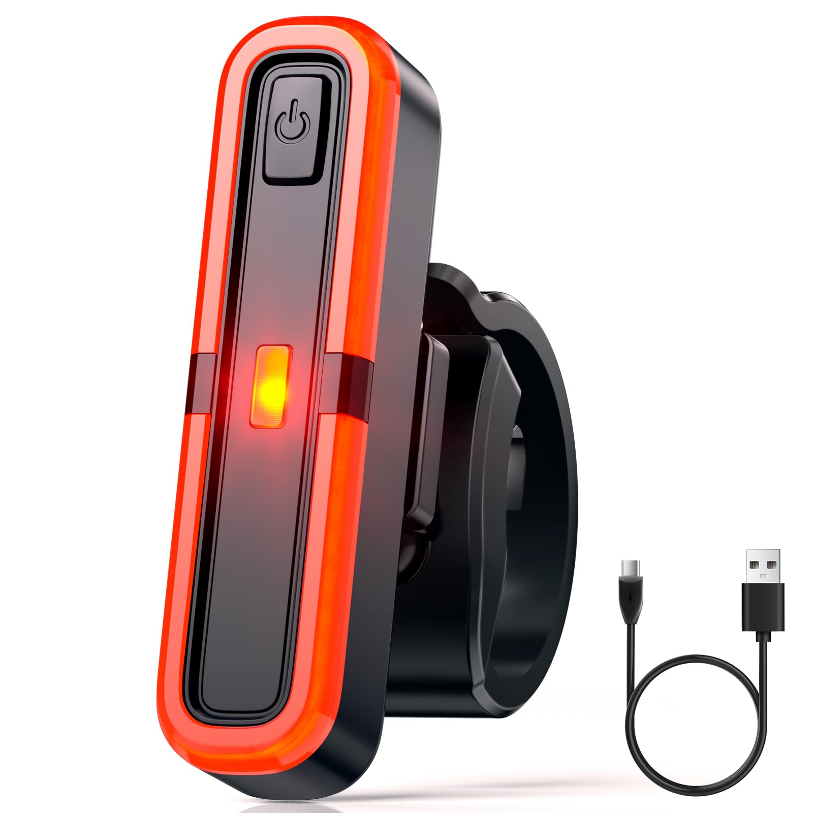 Bicycle Rear Light with Brake Indicator, LED Bicycle Rear Light StVZO Approved Bicycle Light Rear USB C Rechargeable IPX5 Waterproof Battery Rear Light for MTB Bike Road Bike Bicycle (no flashing mode-image-26