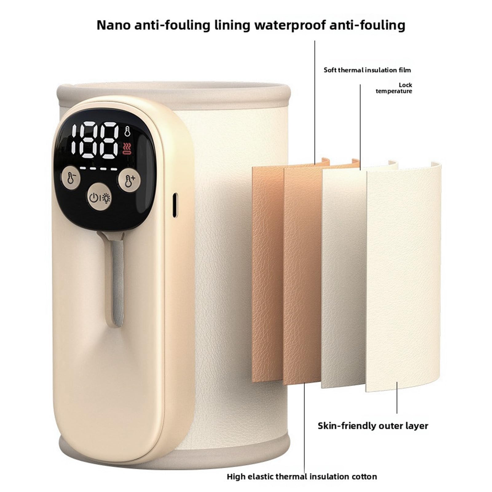 Luocute Calentador de Biberones Rápido, Calentador de Biberones Inalámbrico con Calefacción PTC, Estructura de Boca Ancha, Batería de 8000 MAh para Viajes, Hogar y Automóvil, Protección