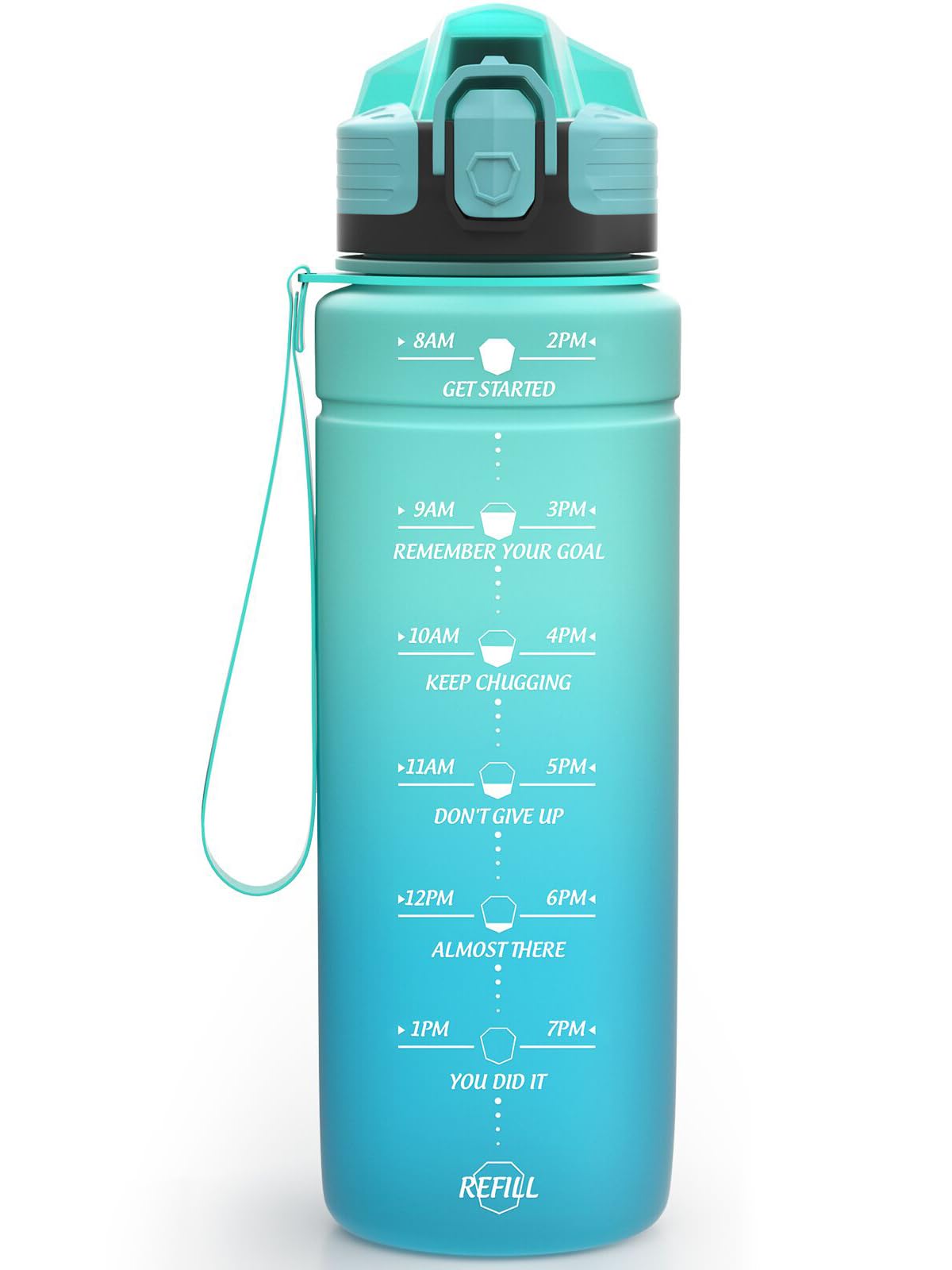 Niggeey Motivational Water Bottle with Time Marker, Sports Water Bottles 1.5l, 1l, 700ml, 500ml Kids Water Bottles, Leak Proof BPA Free Tritan Drink Bottle for School, Gym and Sport, Cycling — image 1