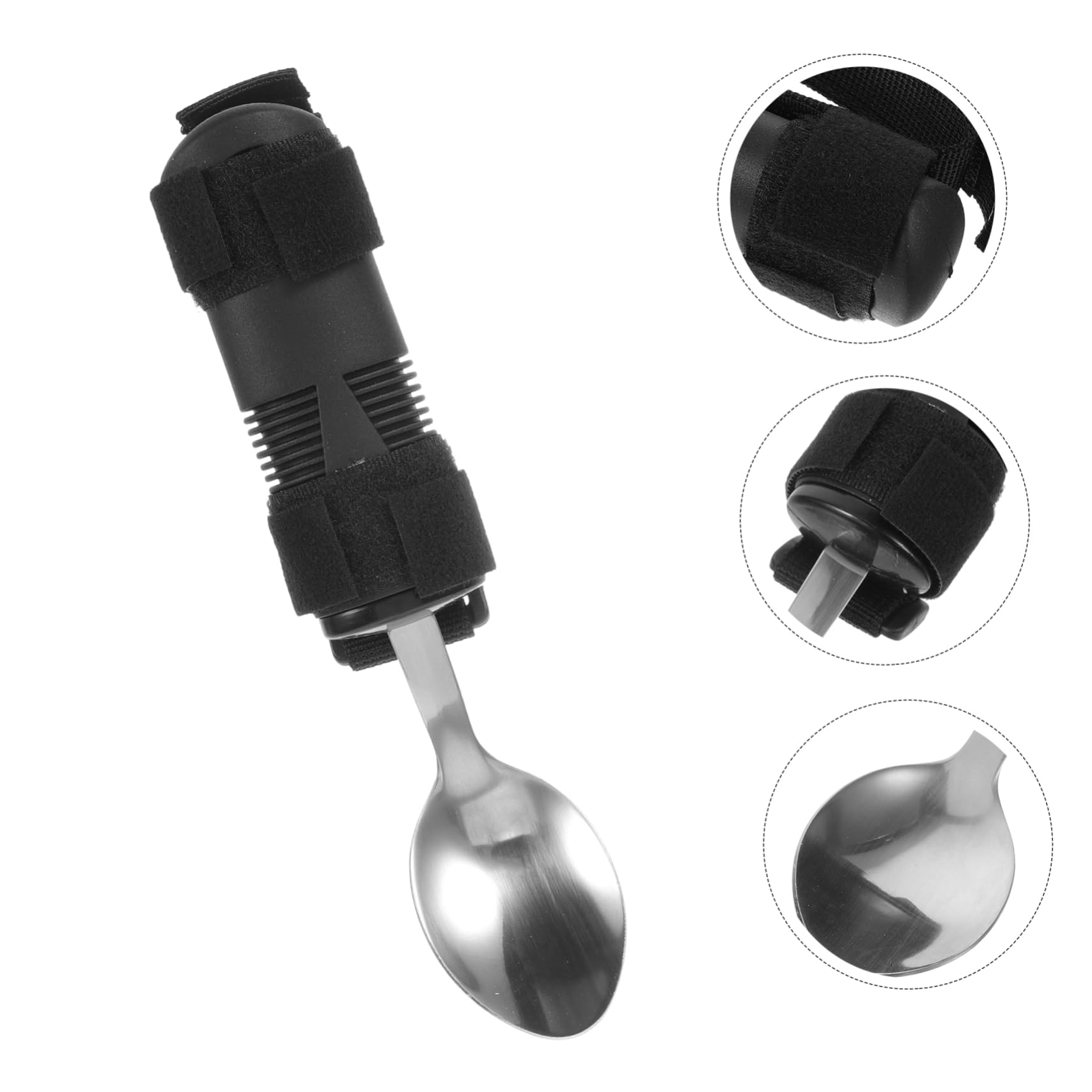 HAPINARY Daptive Utensil Universal Cuff Non Slip Portable Cutlery for Disabled Tremble Proof Spoon for Seniors Elderly Disabled Spoon Set Adult Eating Aid