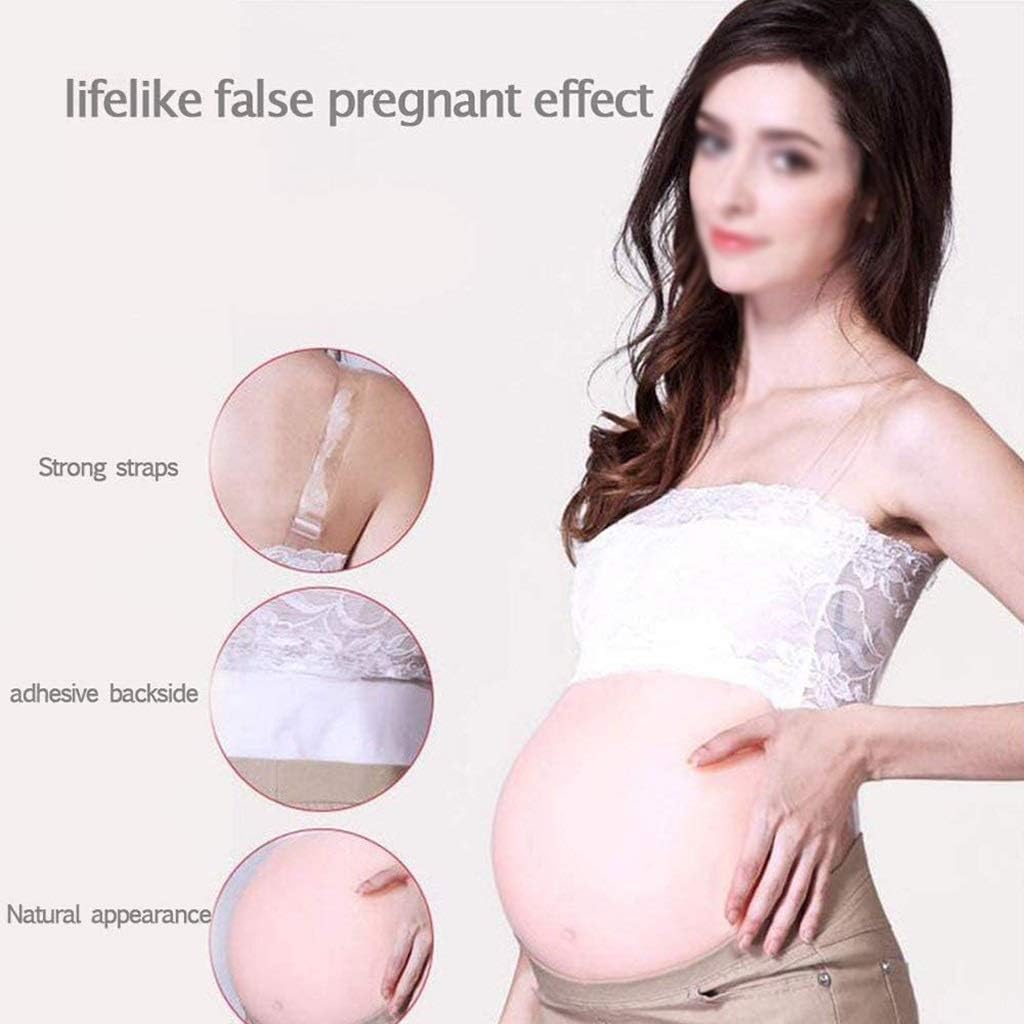 Actor Prop, False Pregnant, Real Feel Fake Pregnant Belly, Adult Belly Soft Silicone Fake Pregnancy Bump for Costumes Cosplay Cross Dressing, 4-5 months-1500g,Brown