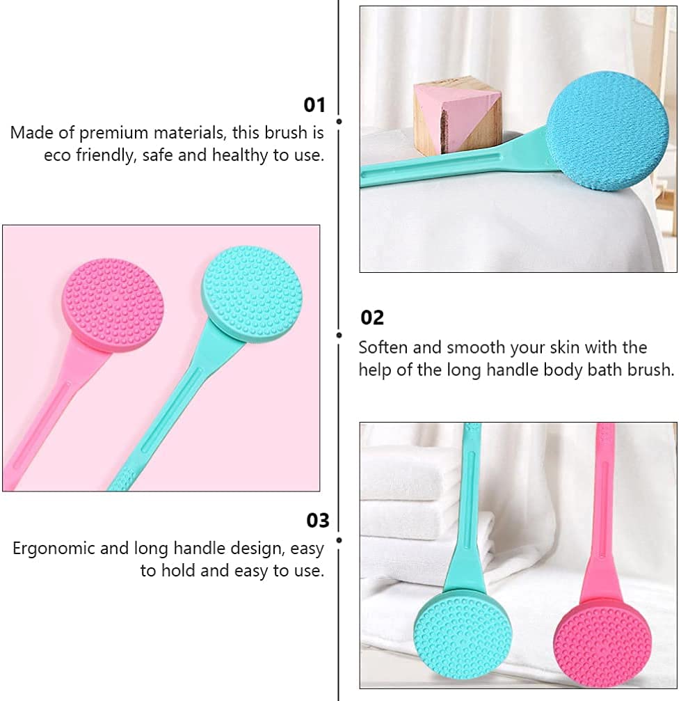 Cepillo Exfoliante para el Cuerpo del baño Depurador de Espalda Desmontable con Mango Largo Exfoliante de Piel Seca y húmeda con Cabezal de Cepillo de Masaje Cepillos para el Cuerpo y el ba