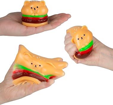 ORB Tabalicious Snackies TABA スクイッシーキャットハンバーガーおもちゃ - かわいい、粘着性のあるTABAスクイッシーフードテーマアニマルストレスボールスクイッシー-楽しくて柔らかいかわいい感覚フィジェットおもちゃと子供と大人へのギフト。