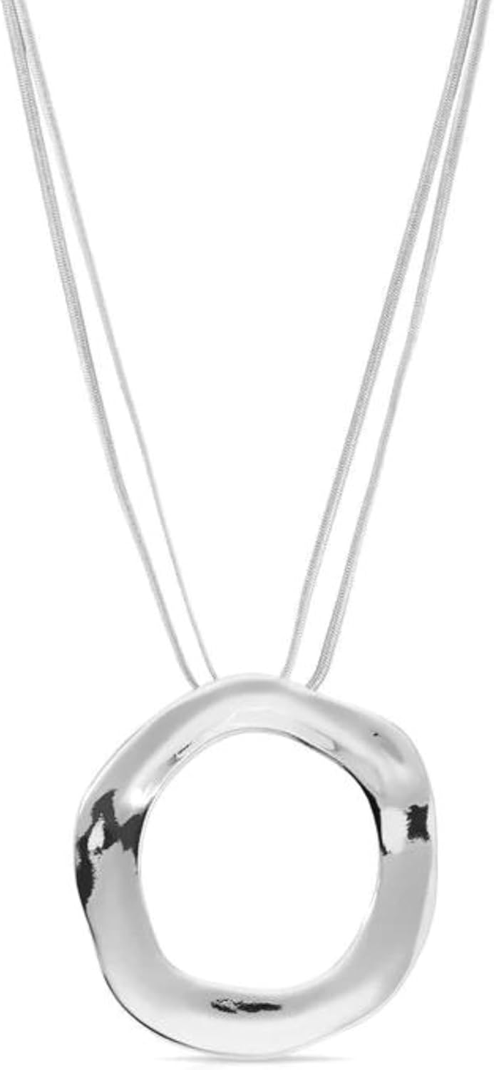 Ettika Choker Necklace For Women. Silver Plated Open Circle Statement Necklace. Choker Necklace for Women, Jewelry