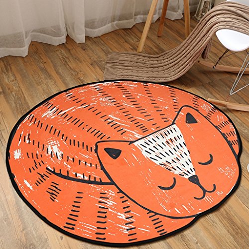 CKH Short Velvet Cartoon Round Mat Children's Bedroom Bedside Living Room Basket Chair Floor Mat Cute Room Bed Blanket (Color : Miss Cat)