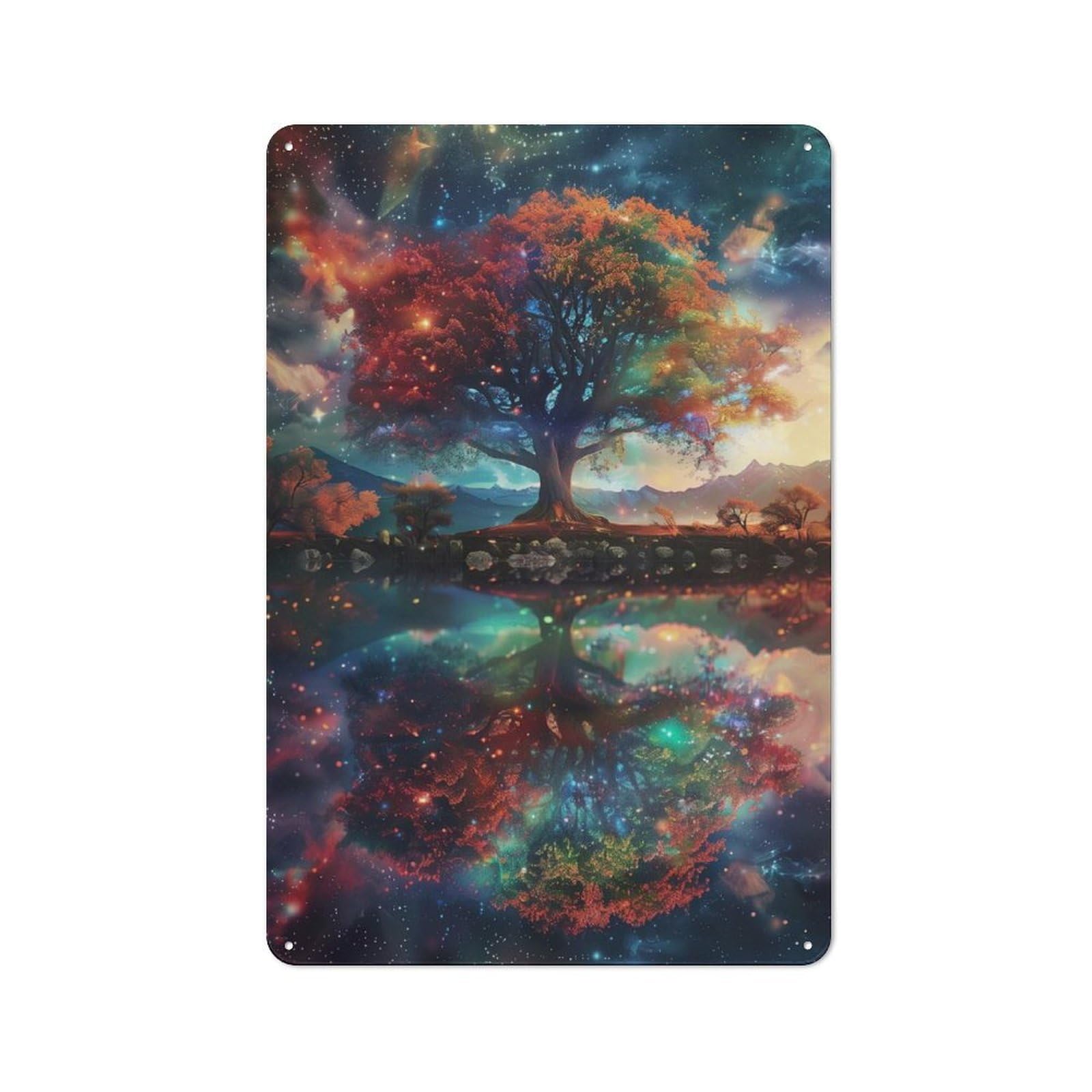 Junmoney Style-19 Space Fantasy Landscape Retro Metal Wall Sign 30X20cm For Living Room Or Hallway, For Collectors Decorating Living Rooms And Hallways
