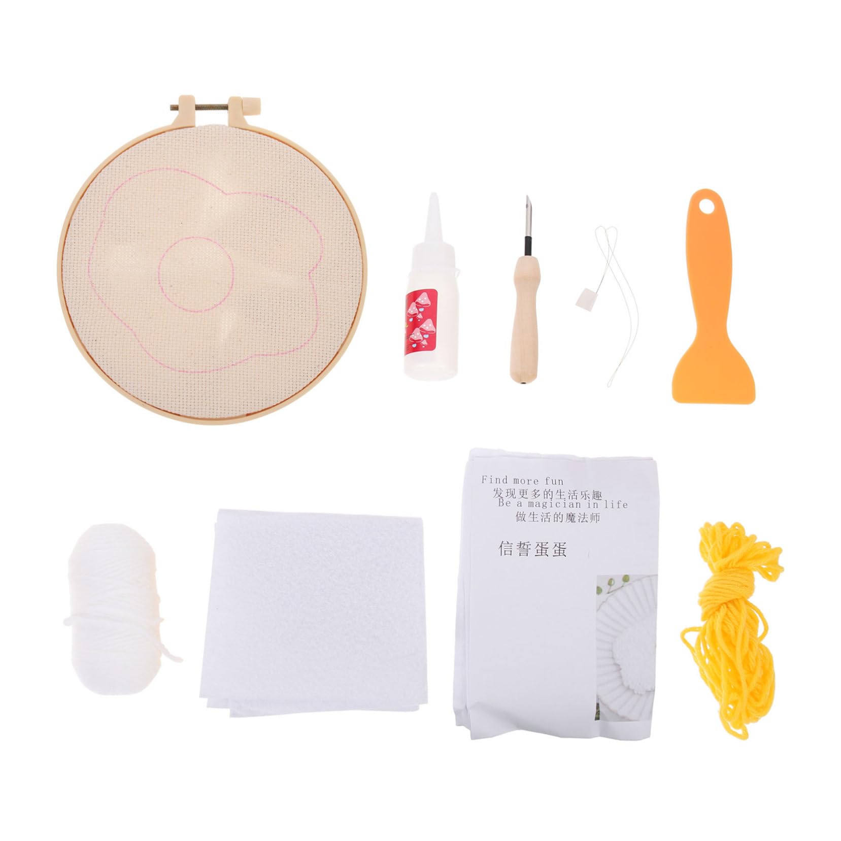 AUTSUPPL 1Set DIY Punch Needle Coaster Kit Complete Material for Fun Coaster Making for Beginners with Easy to Follow Instructions Great for Crafting and Sharing with Friends