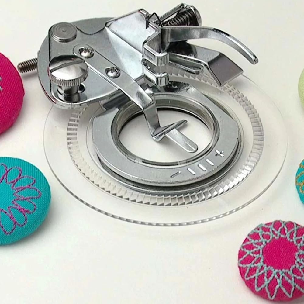 SINGER Flower Stitch Presser Foot | Create Flower-Like Circle Design | Perfect for Appliqué, Covered Buttons, and Fabric Embellishments | Adjustable Sizes | Compatible with Low-Shank Sewing Machines