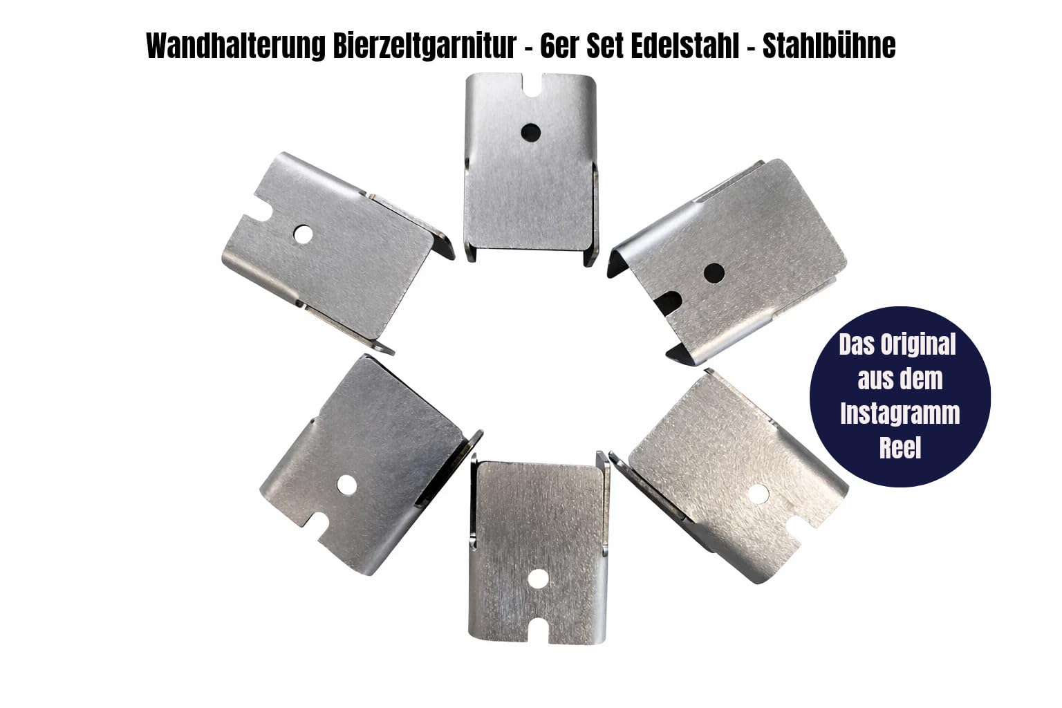 stahlbühne Wandhalterung Bierzeltgarnitur, 6er Set, Edelstahl