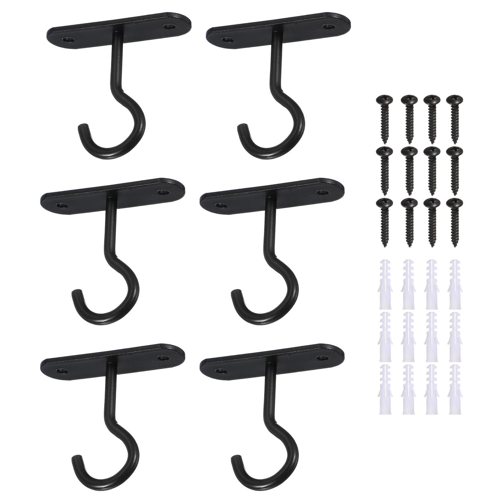 sourcing map 6Pcs 2.5 Inch Ceiling Hooks for Hanging Plants, Wall Mount Plant Hooks for Hanging Lanterns, Bird Feeder, Flower Basket, Indoor & Outdoor Black