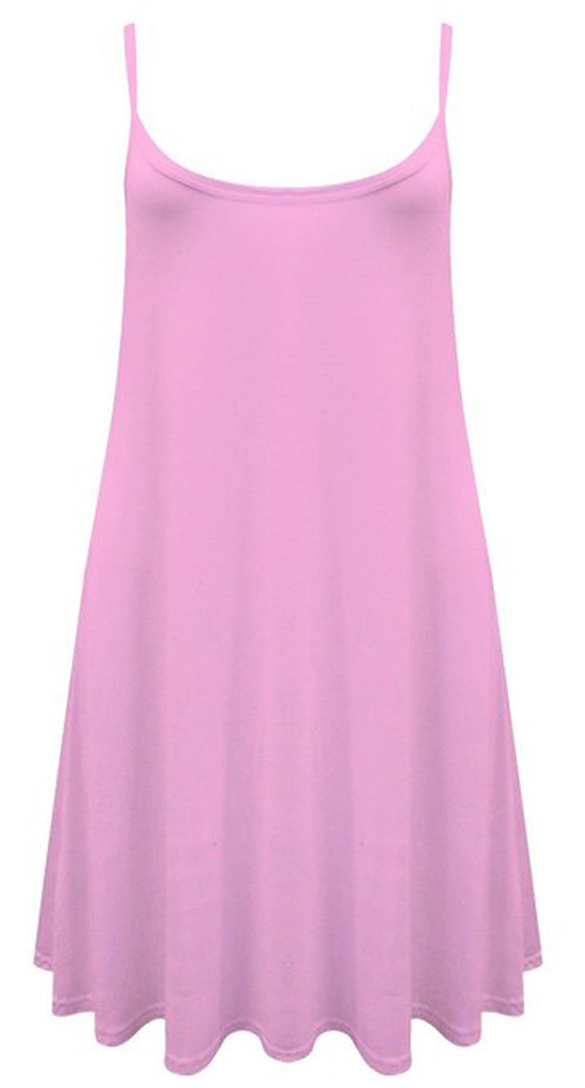 GirlzWalk ® Ladies Women Plain Cami Sleeveless Flared Swing Dress Baby Pink