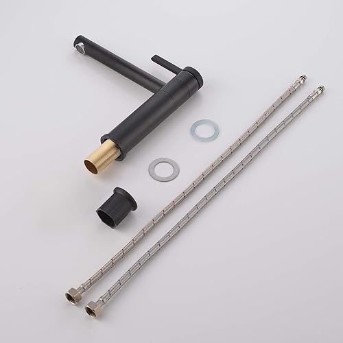 Miniatura 6 de Grifo de lavabo de una sola manija Caliente y Frío Grifo de fregadero Latón 360  Caño giratorio Grifo de fregadero de baño Negro, BB6112B