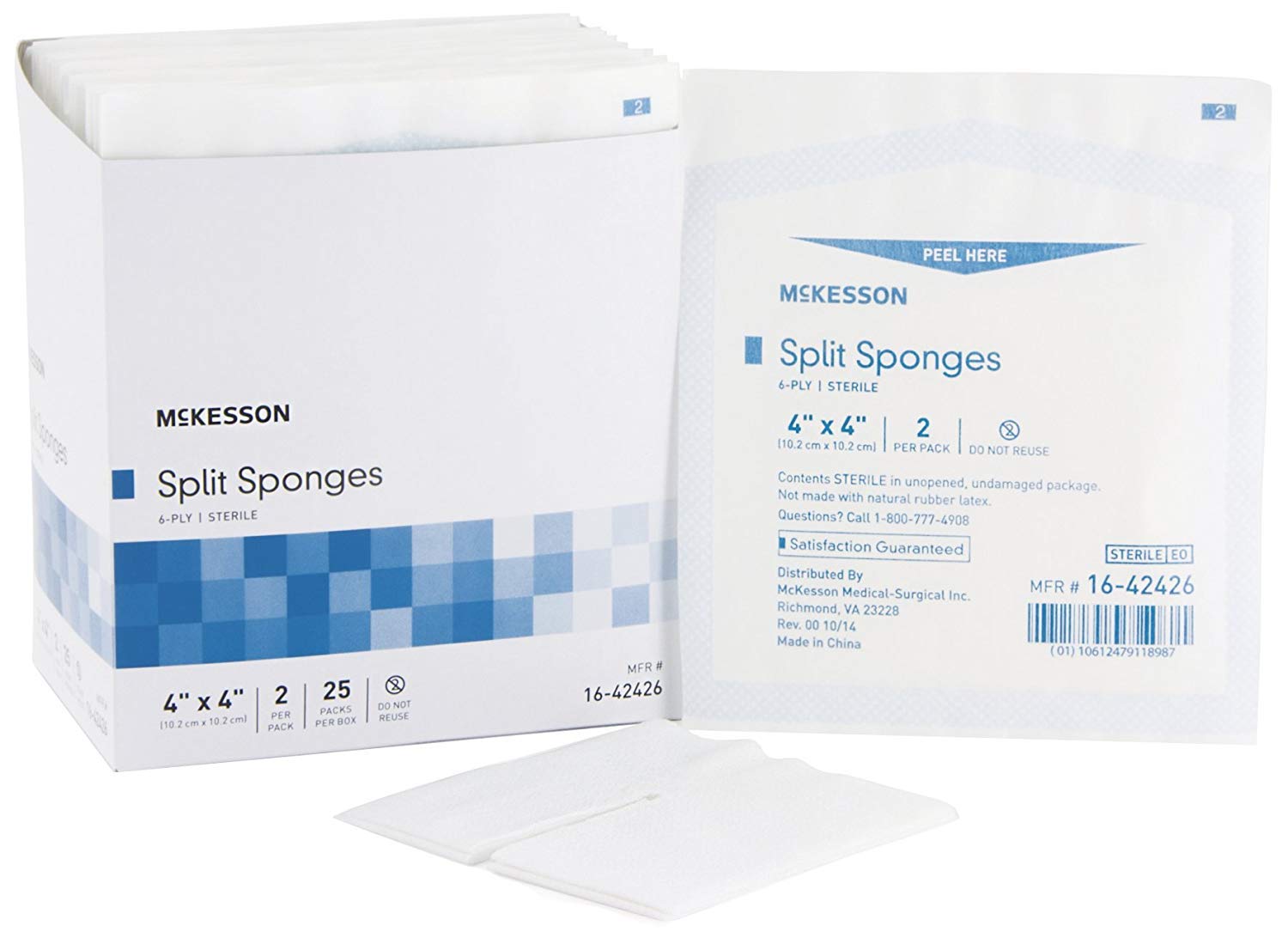 Sponge Drain 4"X4" 6Ply Sterile 2/Pk 25Pk/Bx