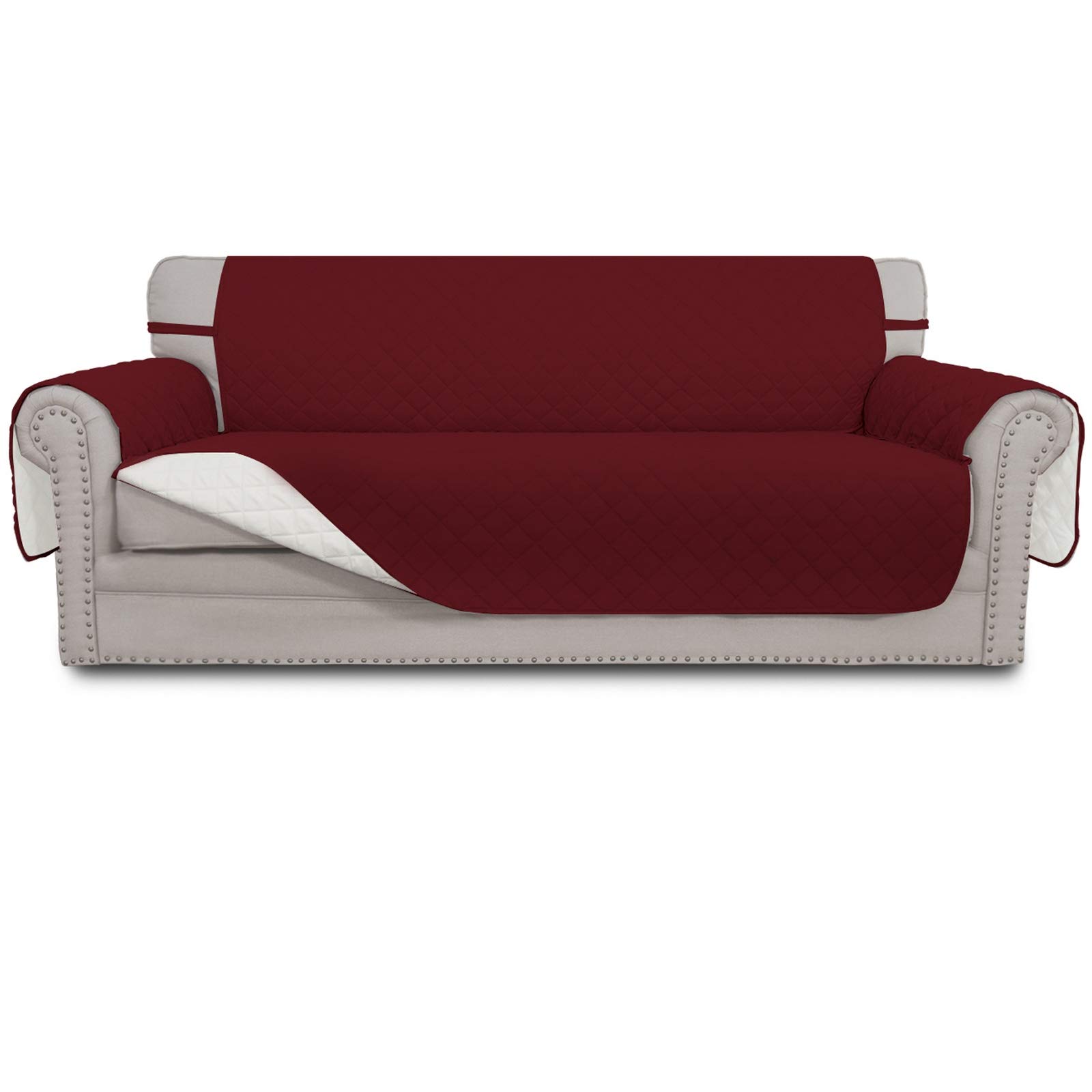 Easy-Going Reversible Couch Cover, 4 Seater Sofa, Christmas Red/Ivory