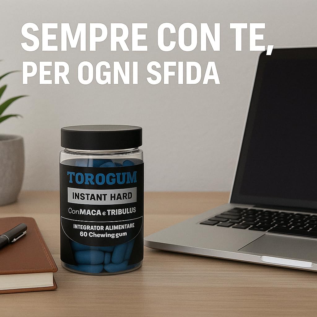 AlohaLabs ToroGum 60 PILLOLE BLU Integratore Uomo Forza, Energia, Resistenza, per Performance Massime | Gomme Masticare Azione Rapida e Potente con, Maca, Taurina, Tribulus Terrestris