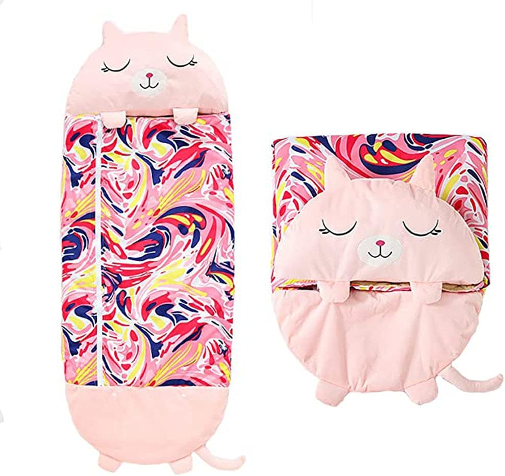 Sleeping Bags for Kids, 2 in 1 Cartoon Animal Nap Pillow, Sleeping Bag for Children with Pillowsuitableforsleeping Bags for Camping Children,Pink