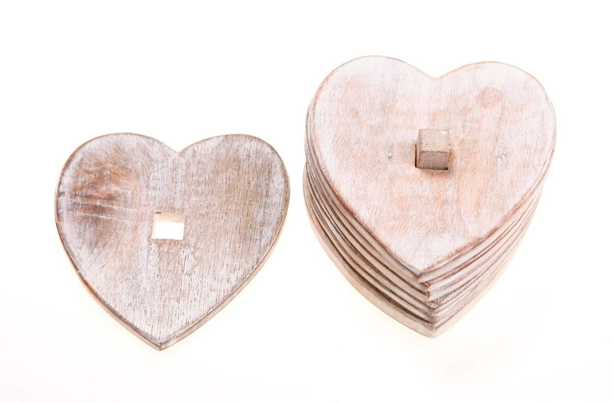 Sass & Belle Brown Wooden Heart Coasters - Set Of 6