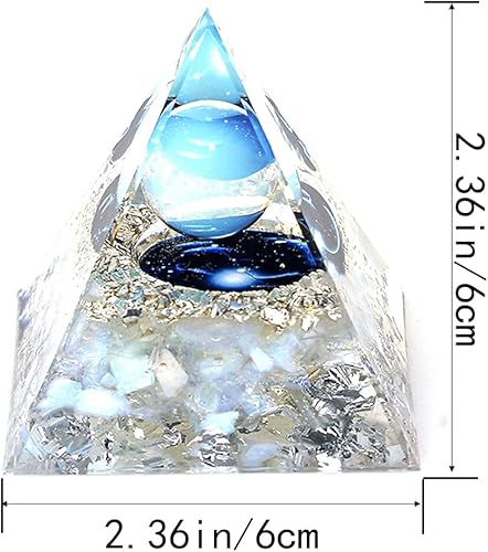 Miniatura 2 de SEVNPRIME Pirámide de cristal de constelación hecha a mano, única energía positiva, pirámide de orgonita, decoración de pirámide de cristal de ópalo