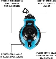Vista 2 de OX Tools Paquete Combinado Profesional de Carrete de Línea de Tiza y Polvo de Tiza, relación de engranajes de 6 a 1, línea de tiza compacta