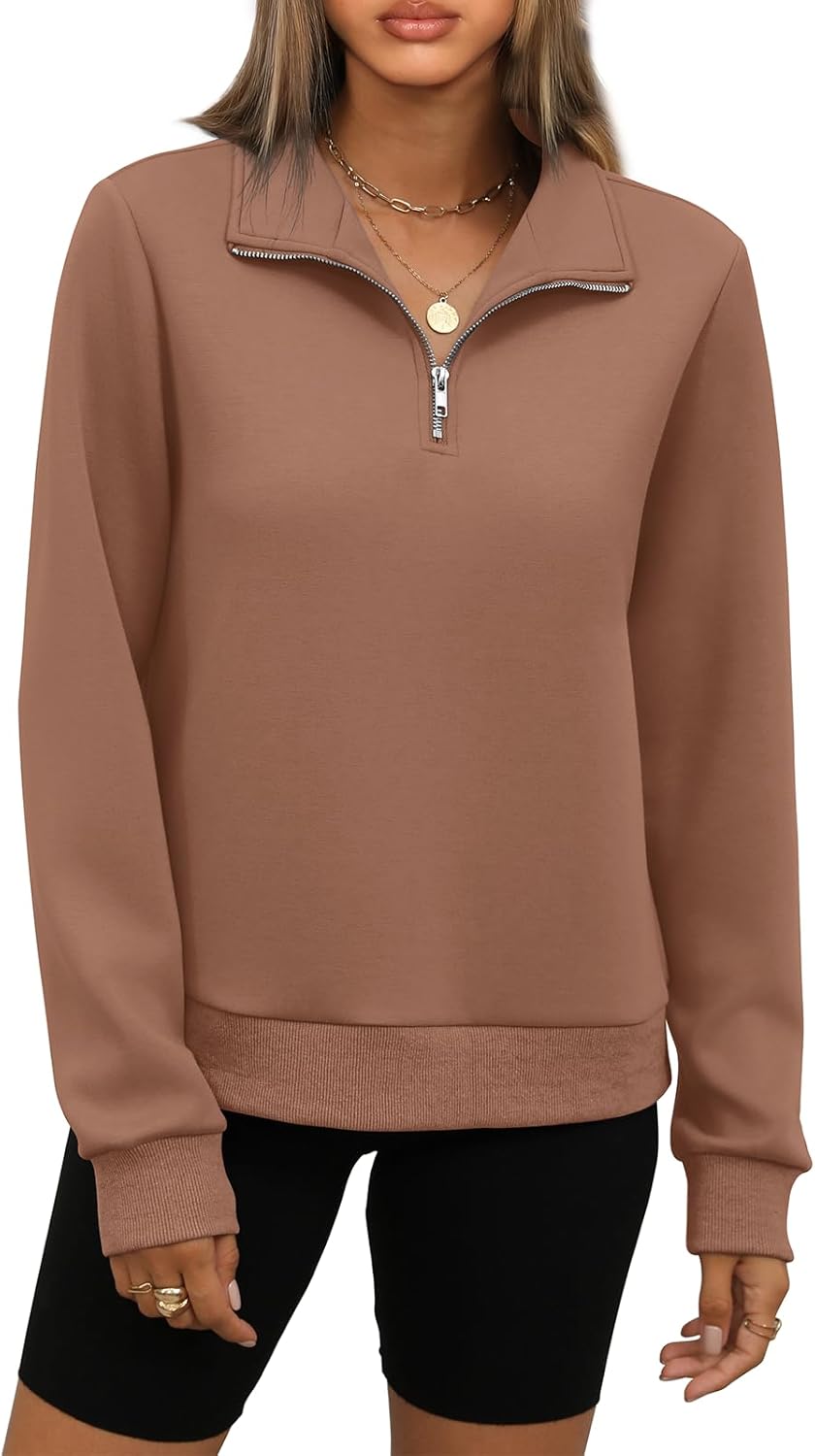 WIHOLL Women's Half Zip Sweatshirts Cropped Slim Fit Long Sleeve Pullover Soft Quarter Zipper Hoodies Fall Outfits 2024