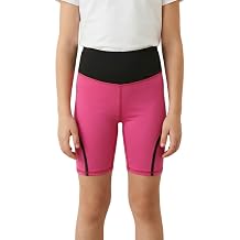 StyleSavvy Girls Shorts 5-12Y Quick-Dry Color Block Mid-Rise 5" Inseam Athletic Sport Shorts for Running Cycling Yoga