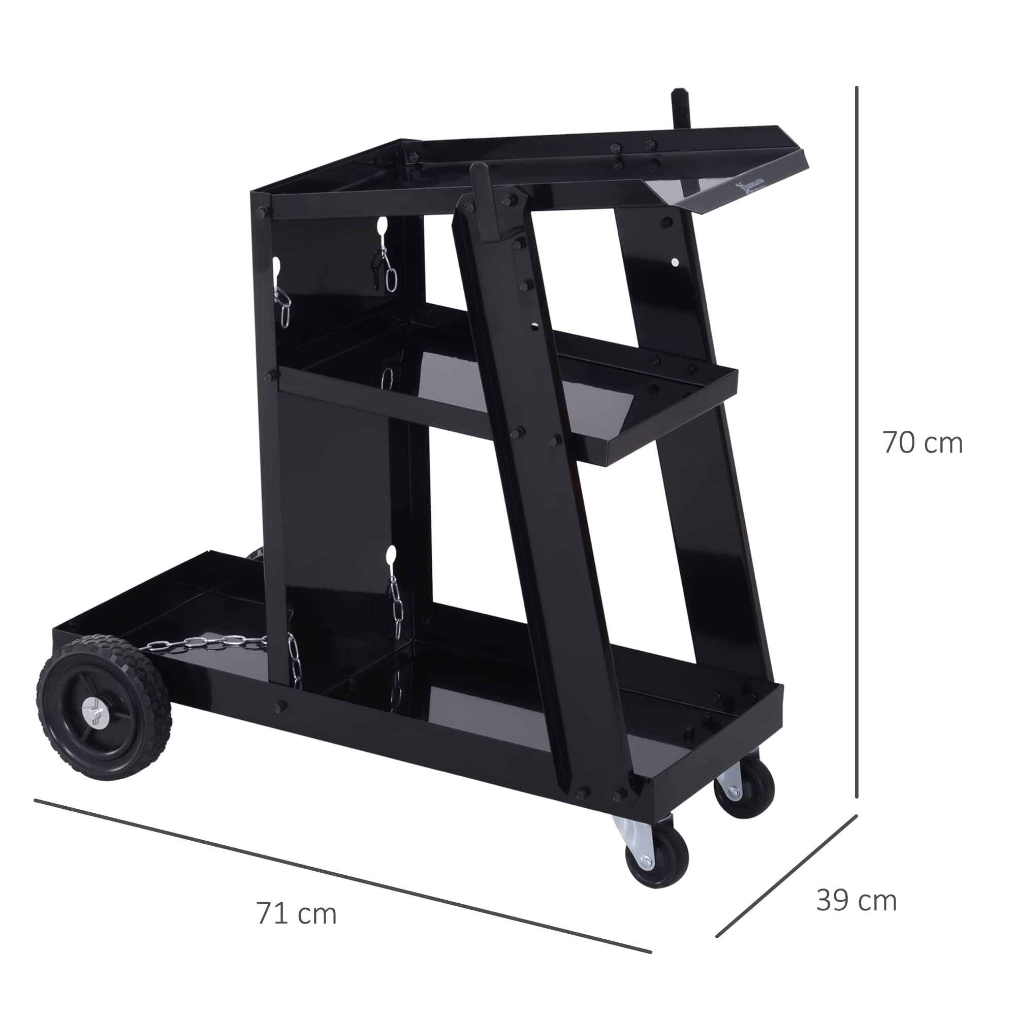 DURHAND Carrello Portautensili Attrezzi Multiuso 3 Ripiani da Officina Nero