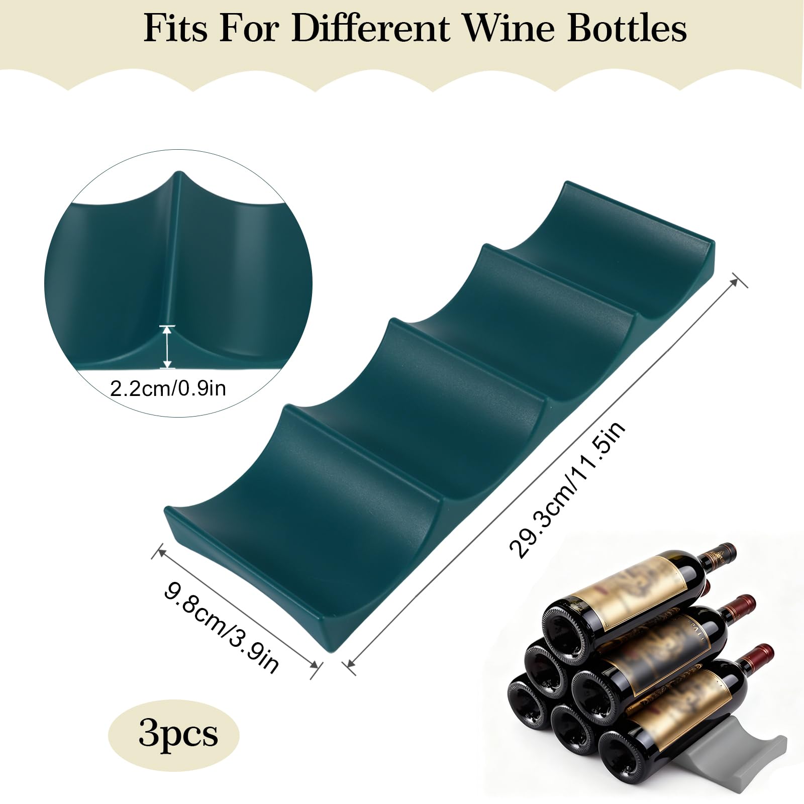 YiliYa 3 Piezas Botellero Nevera, Botellero Apilable, Soporte para Botellas de Vino de PláStico, Organizador de Botellas, Nevera, para Cocina, Frigorífico, Encimera, Despensa