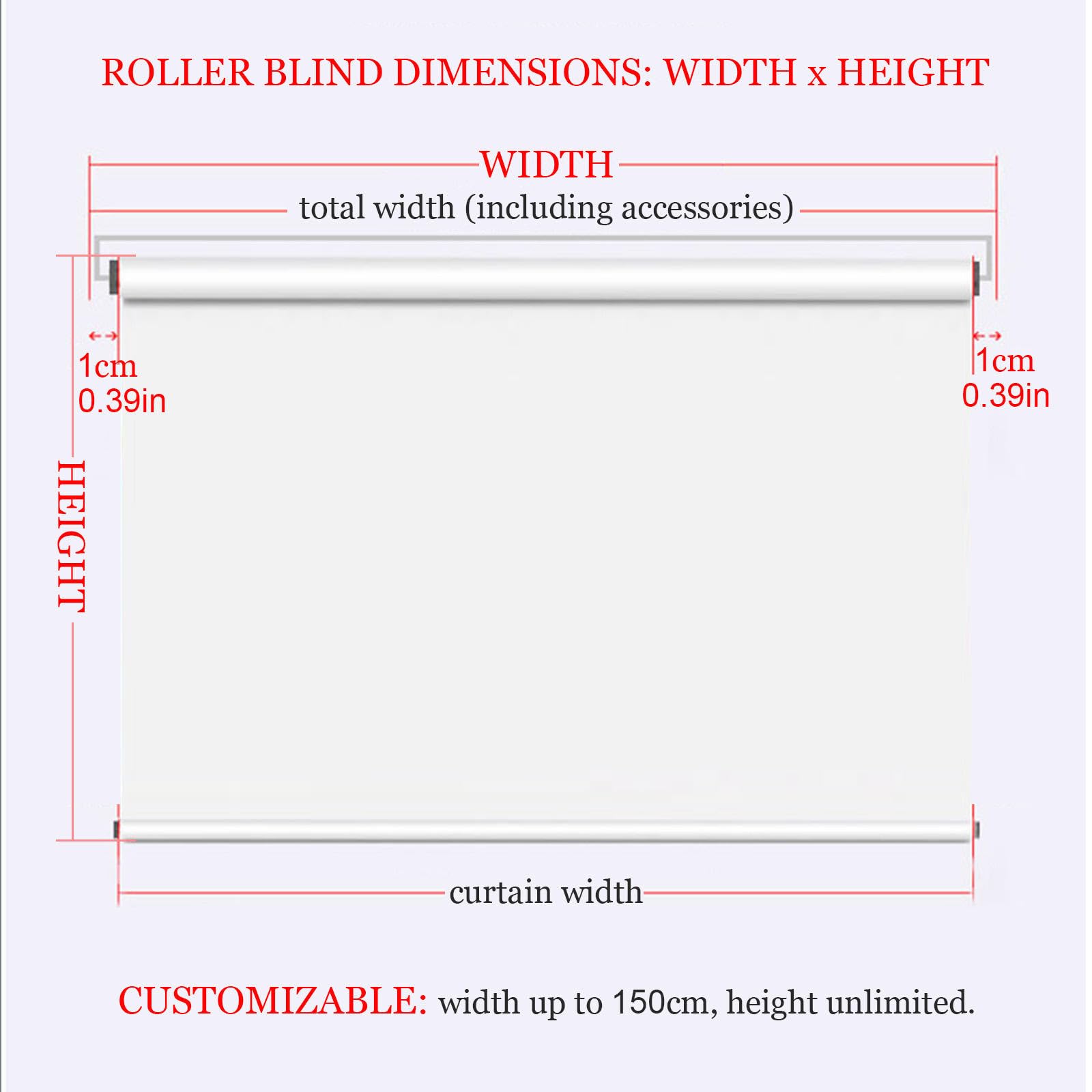 Rouleau occultant sans perçage thermique et temporaire Disponible en 40-120 cm Blanc 110 x 200 cm