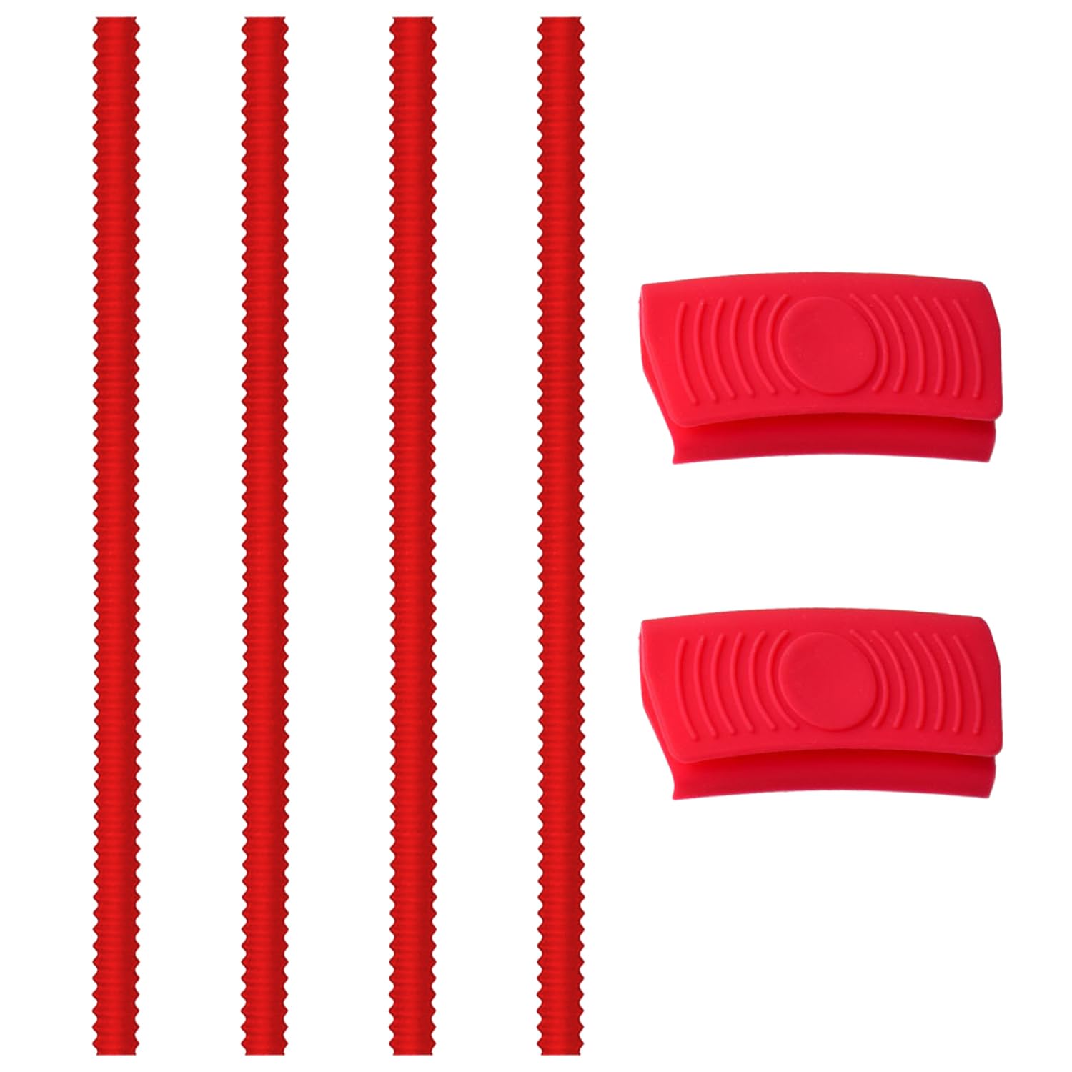 4 tiras de protección para horno, 2 clips de silicona resistentes a altas temperaturas, cubierta del borde para evitar quemaduras (rojo)