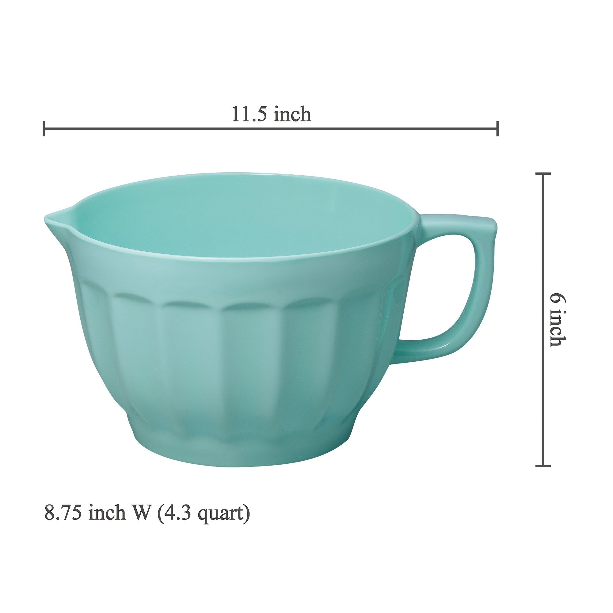 UP ware Melamin-Teigschüssel mit Ausgießer, Griff und rutschfestem Boden, Griff für einfaches Mischen und Ausgießen, Home Essentials Koch- und Backutensilien, Teigschüssel (4,3 qt, Latte Blue)