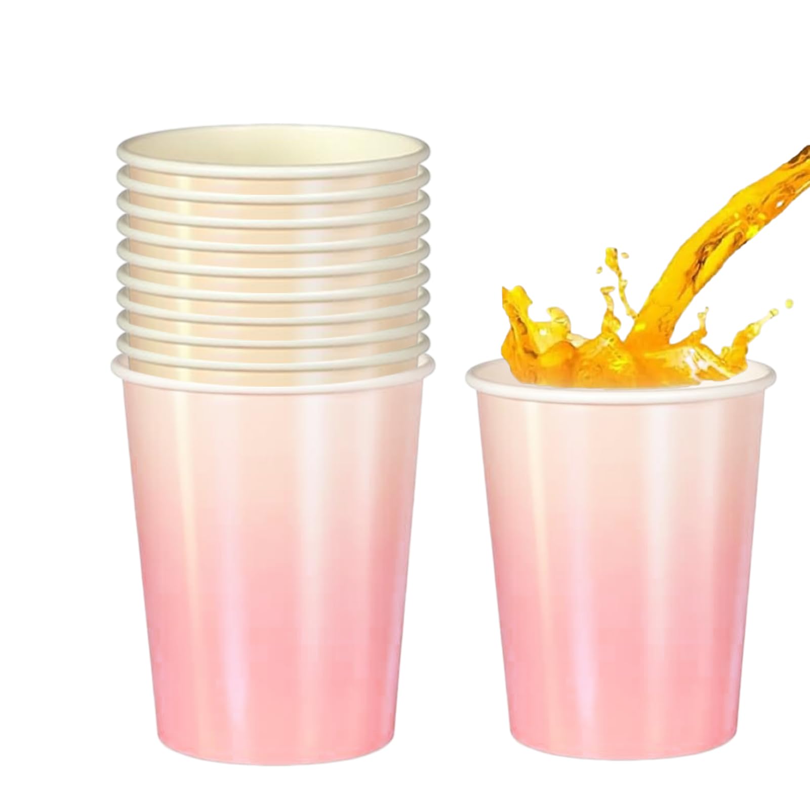40pcs Laser Peach Red Paper Cups,9oz Disposable Tableware Party Cups ｜Solid Colour Paper Cup Party Drinking Cup for Birthday,Wedding,Picnic, BBQ,Bar,Restaurant and Party Supplies Table Decorations