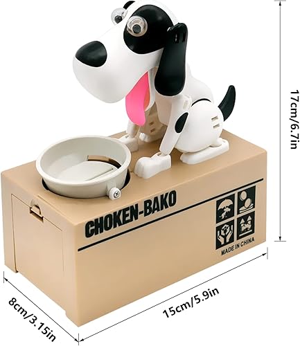 Miniatura 7 de Alcancía para perros por dinero real bonita alcancía para adultos alcancía real pequeña alcancía de robo automático moneda robótica de regalo blanco