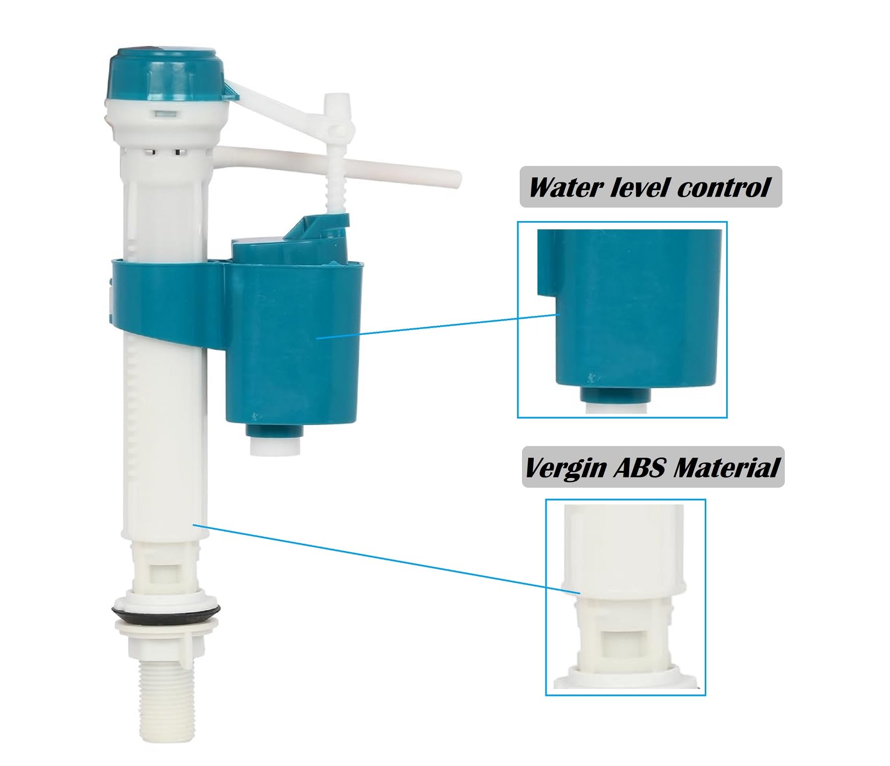 JAGGER JAG347 Plastic Anti-Siphon Toilet Flush Tank Fill Valve Adjustable 6" to 10" Flush Tank Ball Cock Repair Kit Suitable for One and Two Piece Toilets Commodes (UNIVERSAL FLUSH VALVE, 1) 1