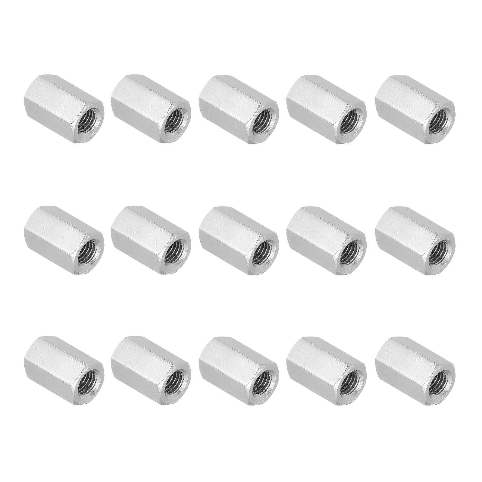 PATIKIL 3/8"-16 UNC 304 Stainless Steel Hex Coupling Nuts, 15Pcs 1" Length Fully Threaded Rod Coupling Nut Studding Connector Fasteners, Silver Tone