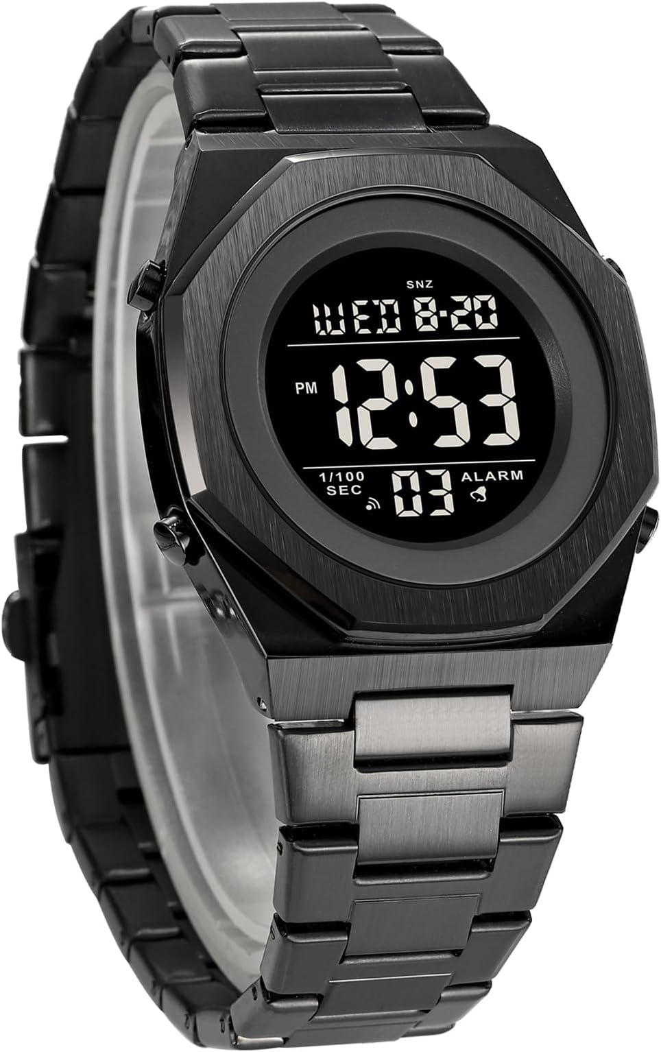 zolohoniMen's Wrist Watches Stainless Steel Digital Watch Men, Hexagon Designer Watch for Men, Waterproof Watch with Alarm Date & Light