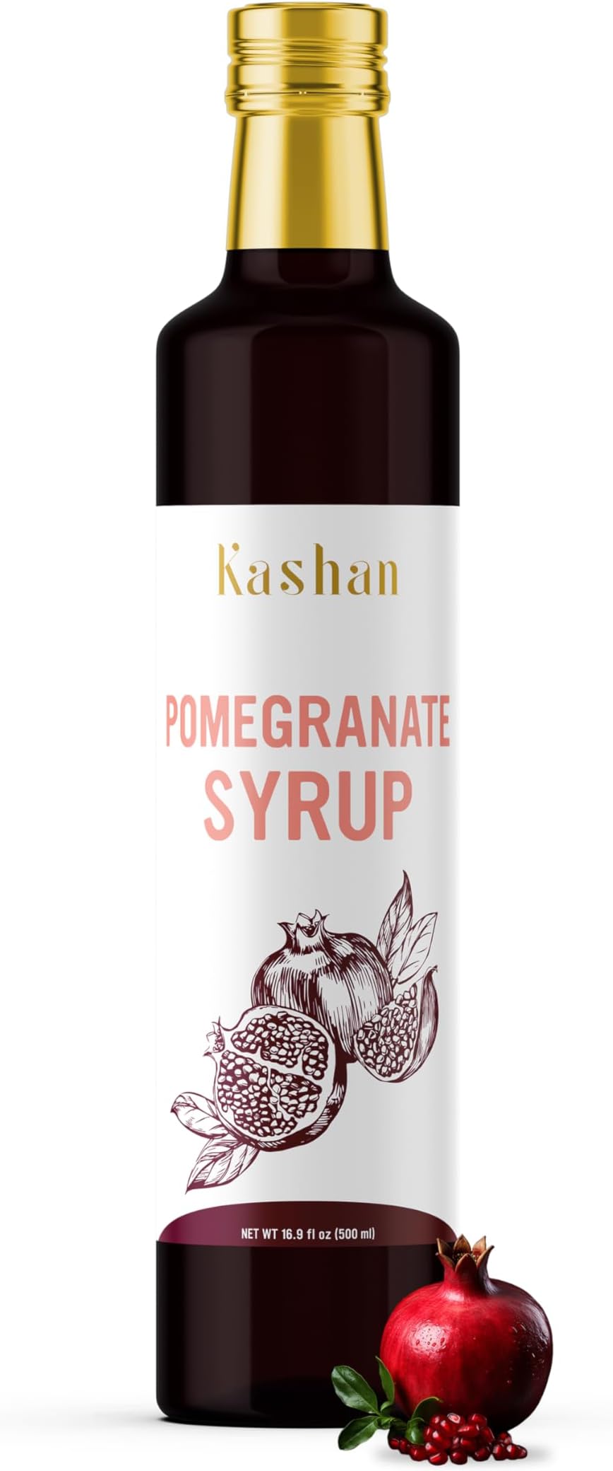 KashanPomegranate Syrup -Flavour Frappes, Add to Cocktails, Smoothies, Milkshakes and Coffee, Food Grade Baking, Food Flavoring, Beneficial For Health 16.9 Fl Oz (500ml)