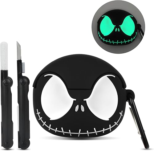 Funda compatible con Apple AirPods Pro  Pro de 2 generación con kit de limpieza ojos que brillan en la oscuridad, funda de silicona suave 3D