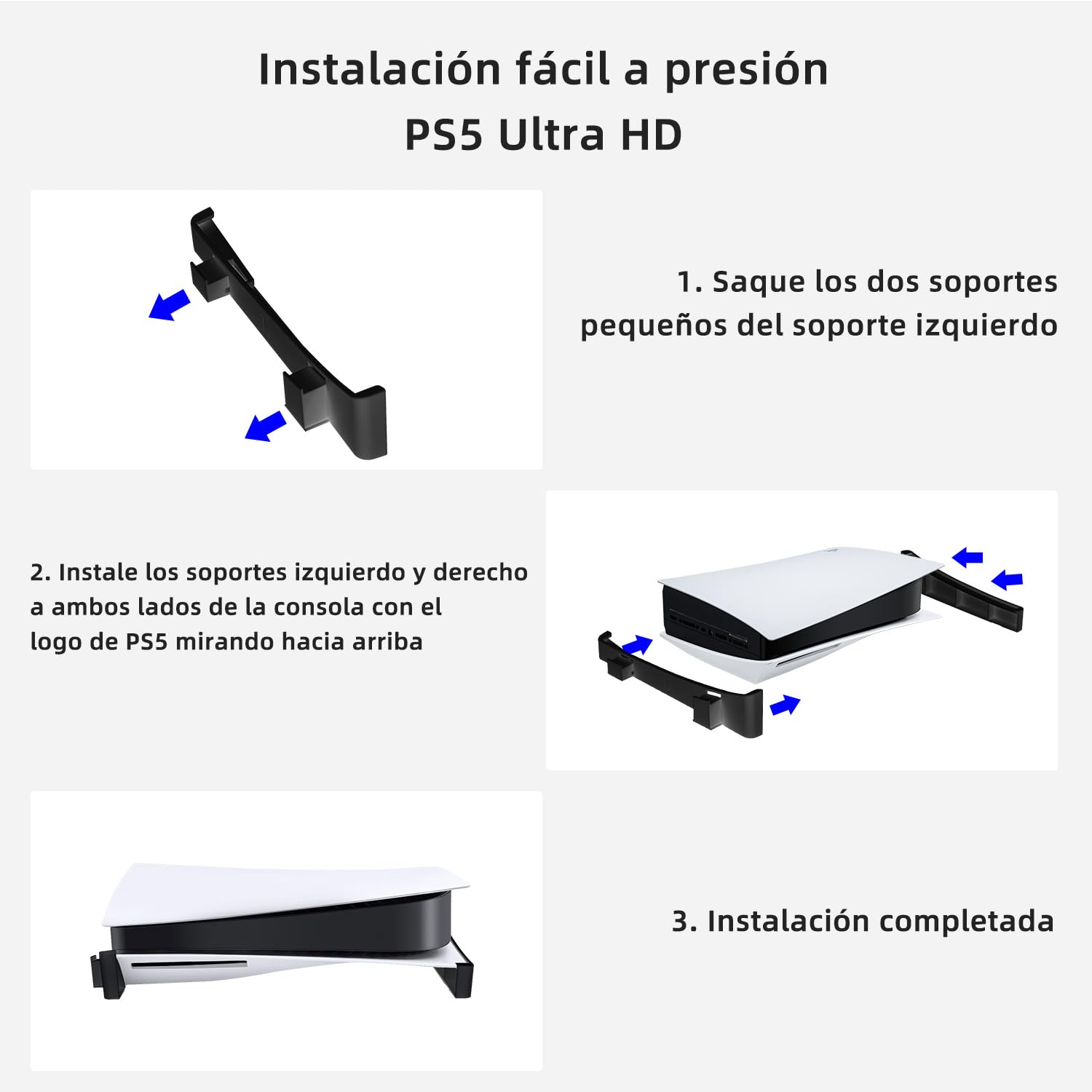 Mcbazel Soporte Horizontal Compatible con Consola 2020 PS5 Console PS5 DE/UHD, Soporte de Base para Disco PS5 y Consola de edición Digital, con máscaras Antideslizantes - Negro(No para PS5 Slim/Pro)