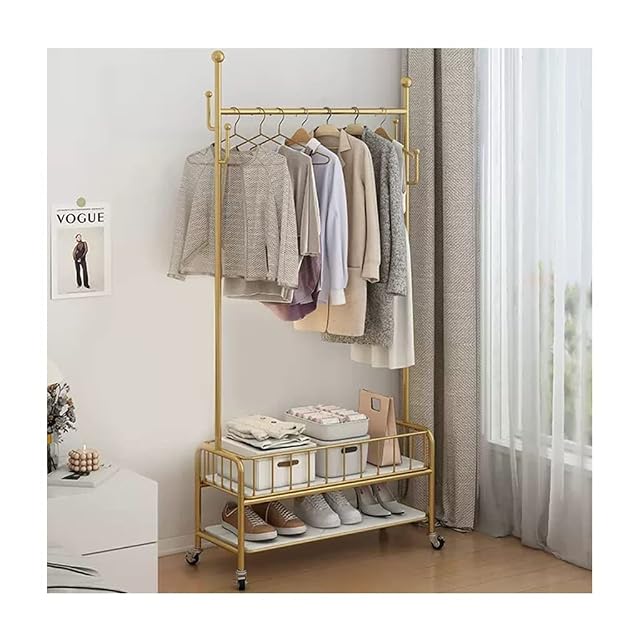Clothes Rod Rack Shoe Bench Coat Stand Rack Hanger Coat Rack Freestanding Rolling Storage Cart Clothes Garment Coat