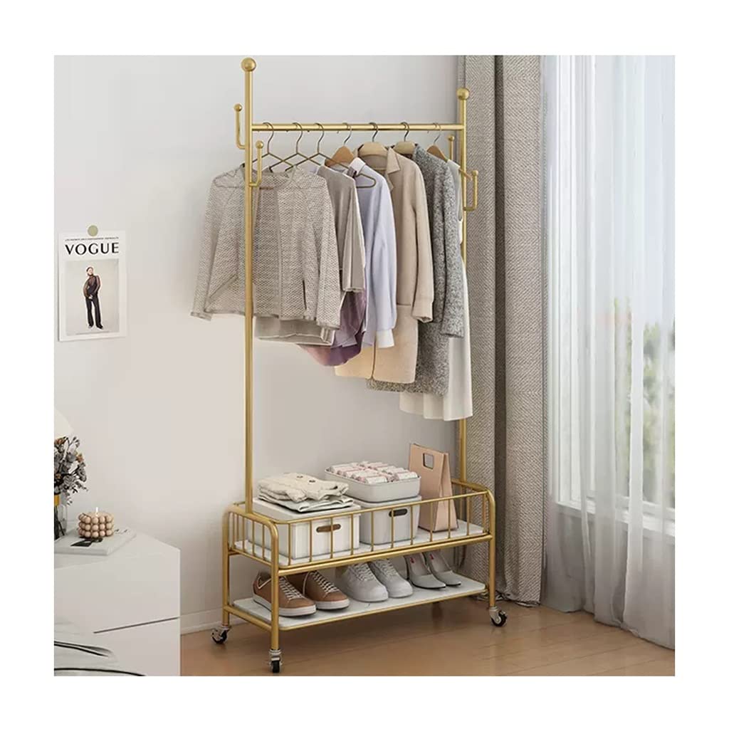 Clothes Rod Rack Shoe Bench Coat Stand Rack Hanger Coat Rack Freestanding Rolling Storage Cart Clothes Garment Coat